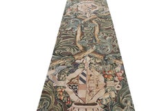 Rug & Kilim’s Armorial Tudor Style Runner in Black, with Beige, Blue and Gold