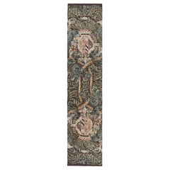 Traves de Mesa Estilo Armorial Tudor de Rug & Kilim en Negro, con Beige, Azul y Dorado