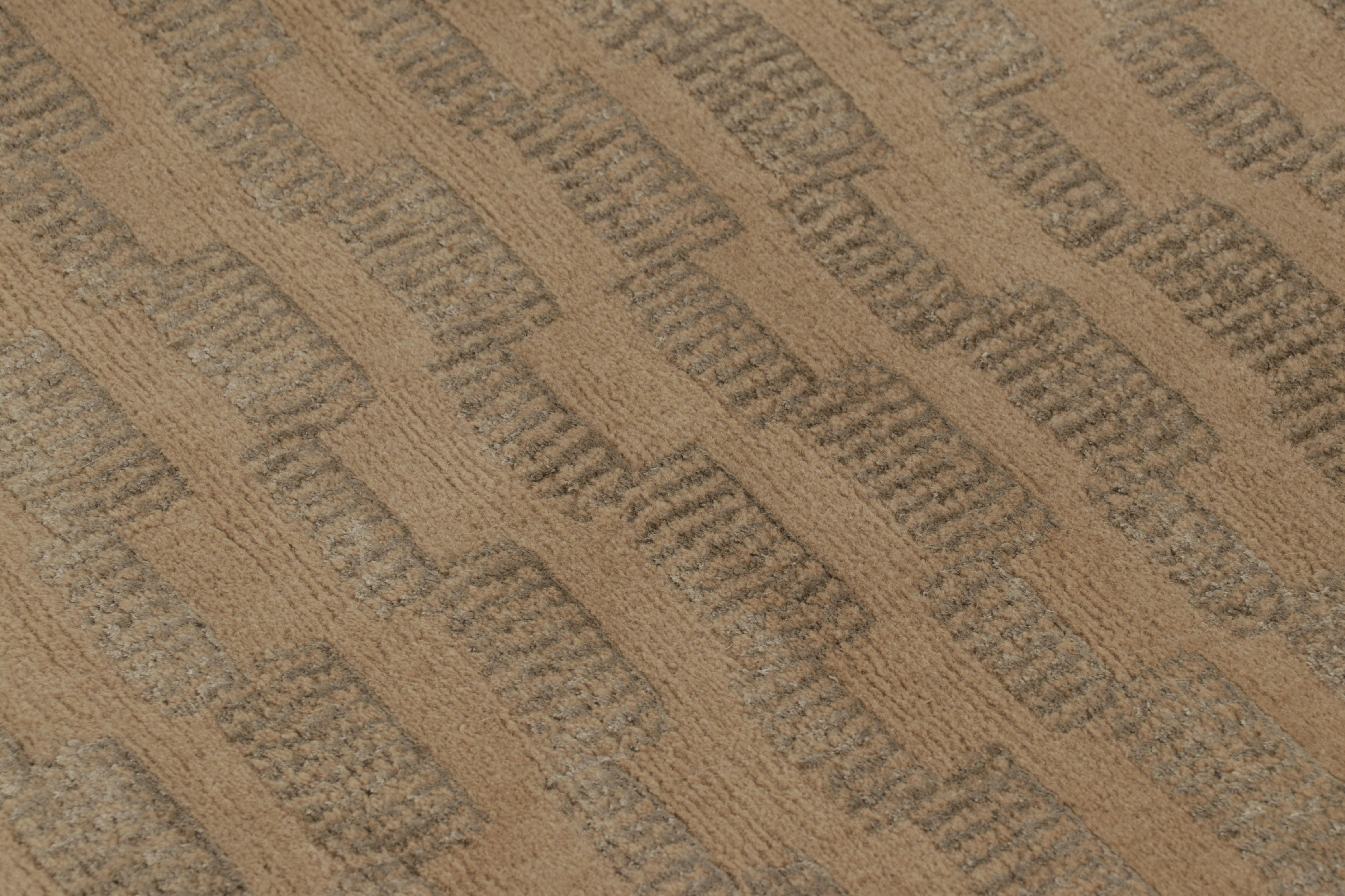 Modern Rug & Kilim's Art Deco-Inspired Rug, Beige with Minimalist Geometric Patterns For Sale