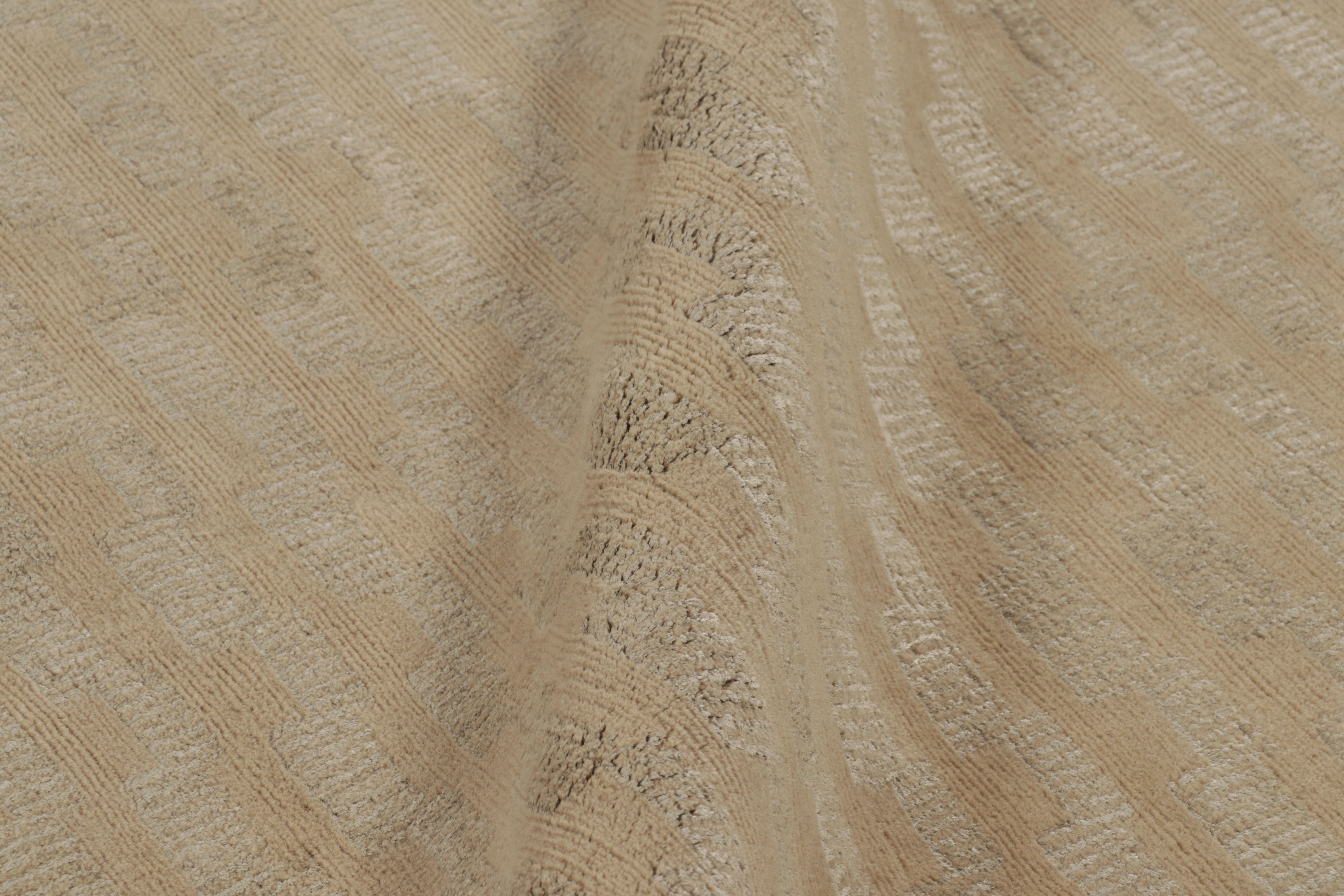 Silk Rug & Kilim's Art Deco-Inspired Rug, Beige with Minimalist Geometric Patterns For Sale