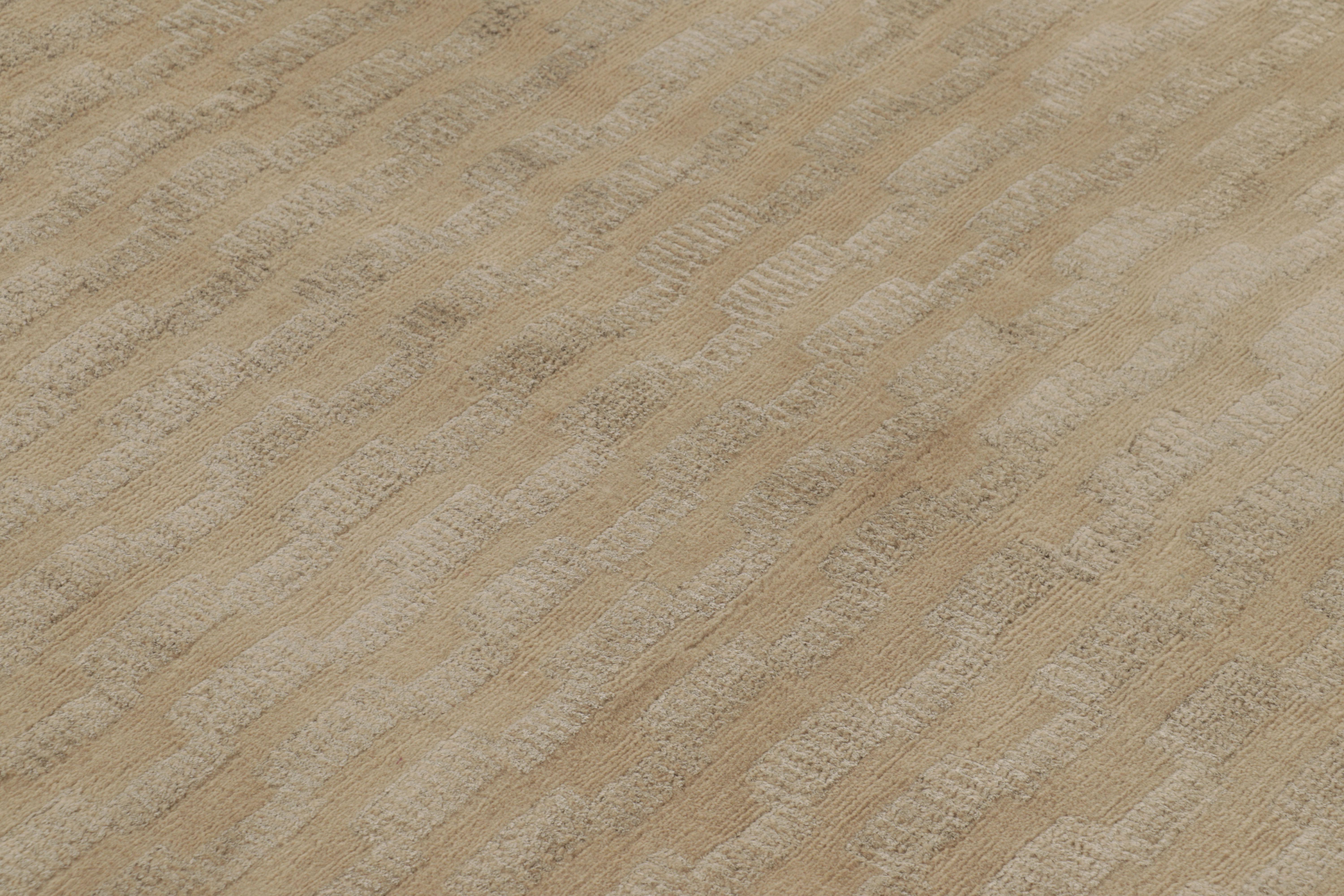 Contemporary Rug & Kilim's Art Deco-Inspired Rug, Beige with Minimalist Geometric Patterns For Sale