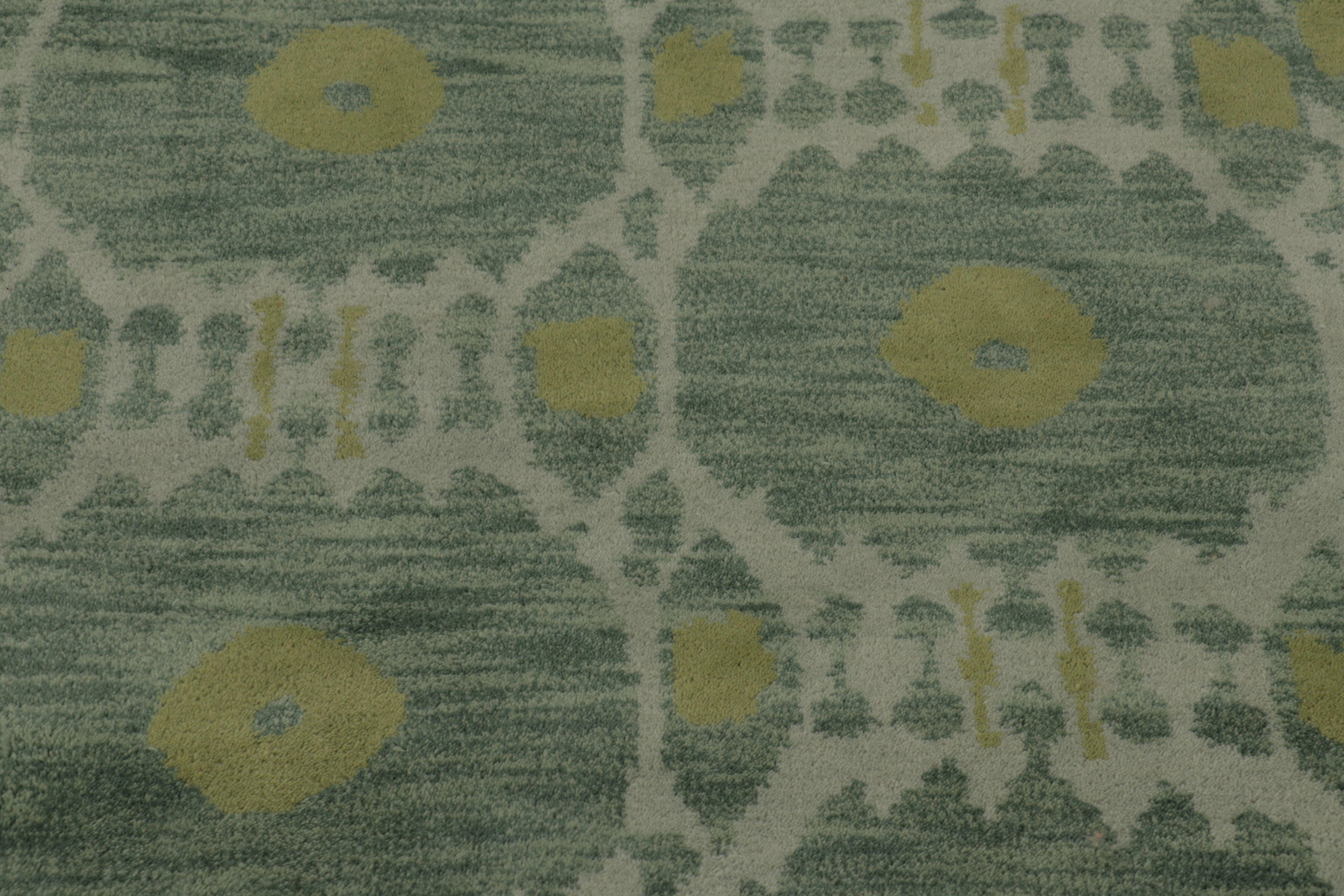 Rug & Kilim's Art Deco inspirierter Teppich, Teal Tones mit geometrischen Ikat-Mustern (Art déco) im Angebot