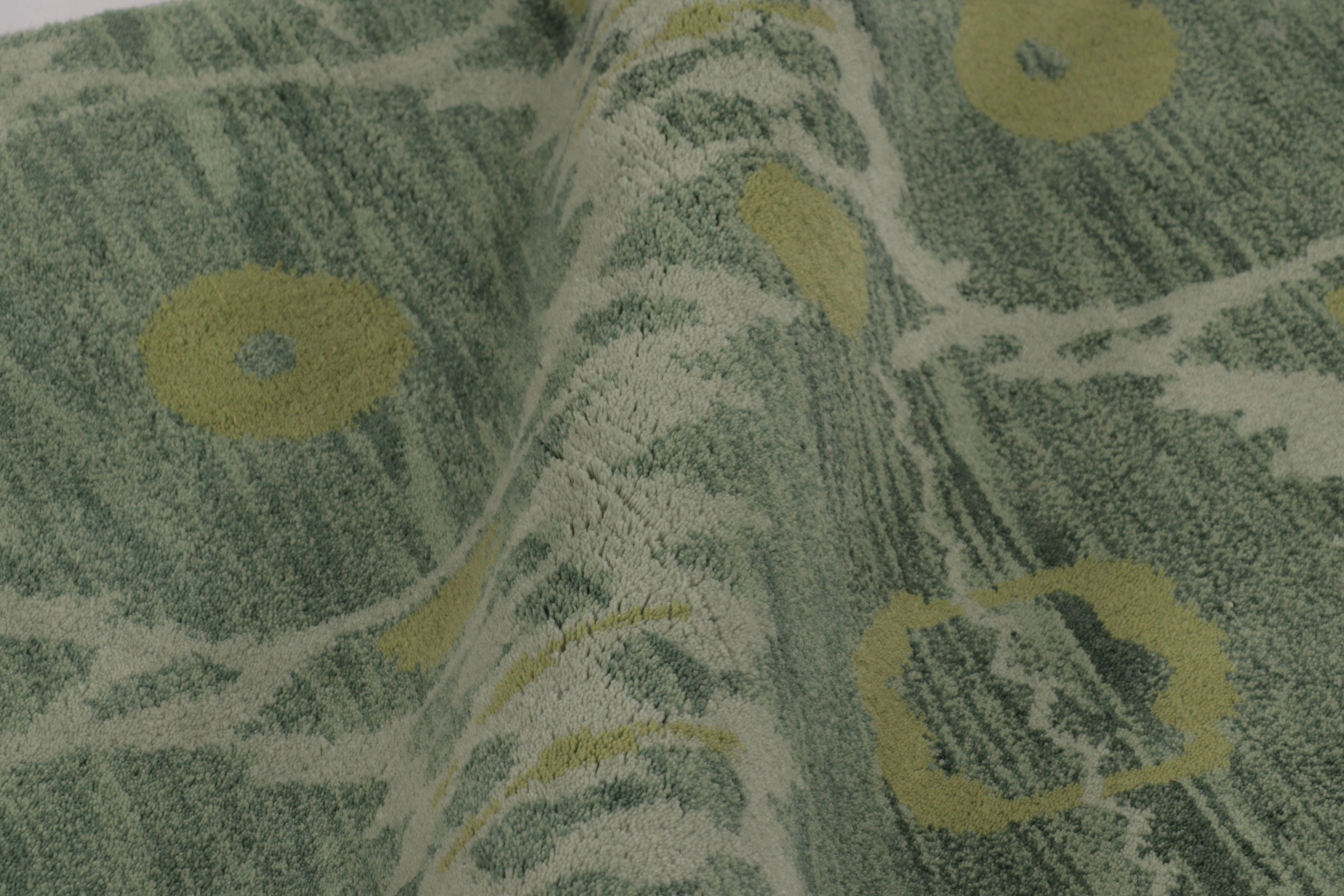 Rug & Kilim's Art Deco inspirierter Teppich, Teal Tones mit geometrischen Ikat-Mustern (21. Jahrhundert und zeitgenössisch) im Angebot