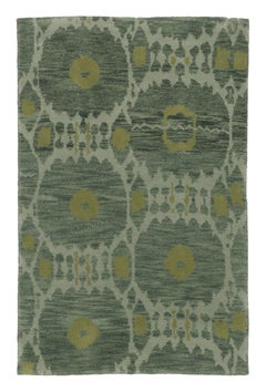 Rug & Kilim’s Art Deco Inspired Rug, Teal Tones with Ikat Geometric Patterns