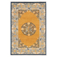 Rug & Kilim’s Art Deco Rug in Gold with Medallion and Floral Patterns