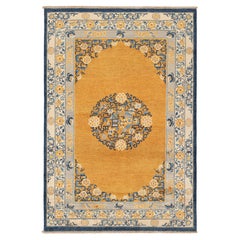 Rug & Kilim’s Art Deco Rug in Gold with Medallion and Floral Patterns