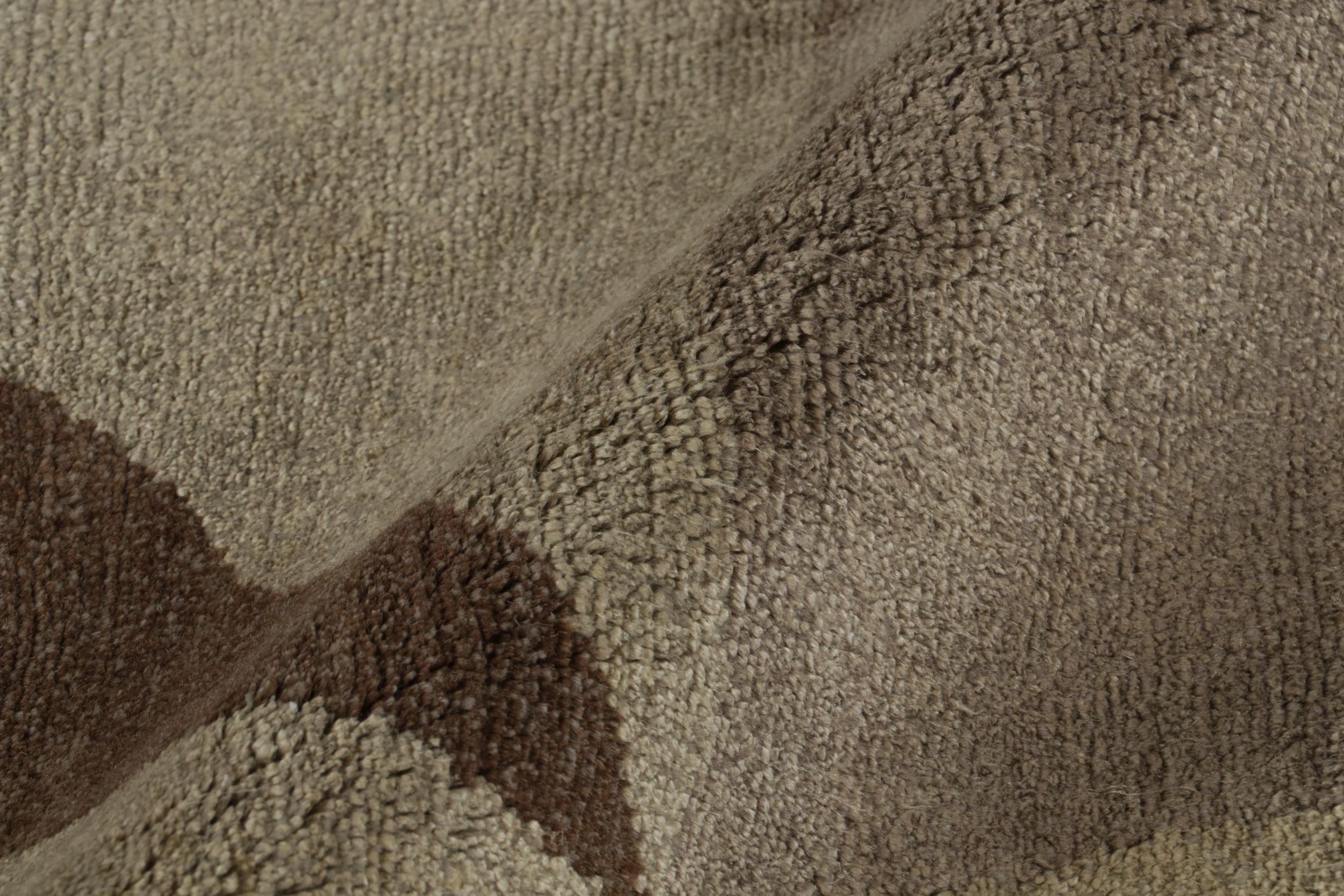 Rug & Kilim's Art Deco Teppich mit Beige-Braun & Blau Geometrischen Mustern Nargis im Angebot 2