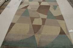 Rug & Kilim's Art Deco Teppich mit Beige-Braun & Blau Geometrischen Mustern Nargis