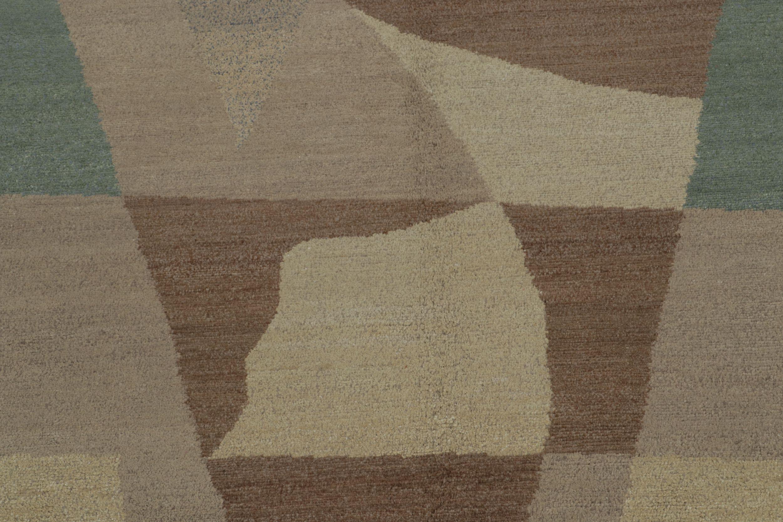 Art Déco Rug & Kilim - Tappeto Art Deco con motivi geometrici beige-marrone e blu 