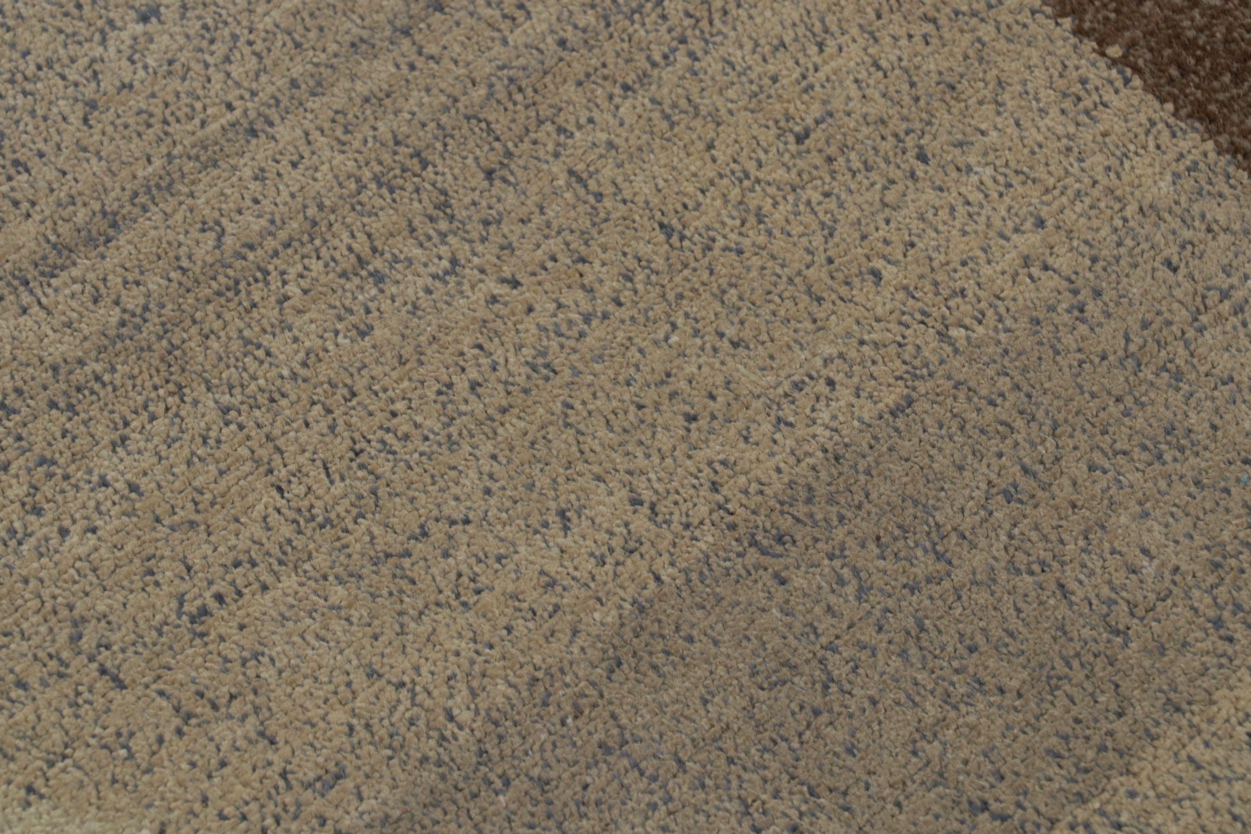 Lana Rug & Kilim - Tappeto Art Deco con motivi geometrici beige-marrone e blu 