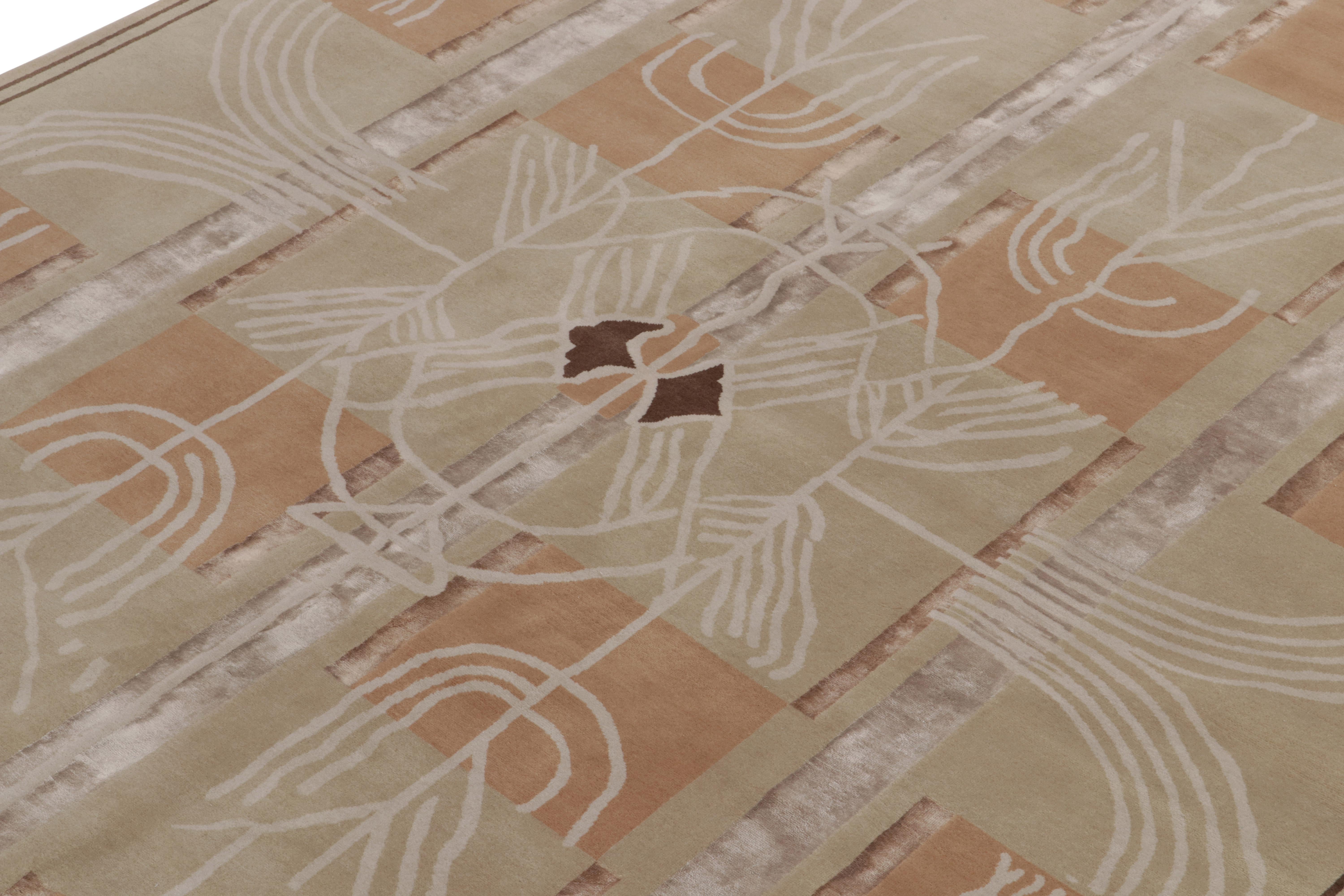 Rug & Kilims Contemporary-Teppich im Art-déco-Stil in Braun, Beige und Weiß (Indisch) im Angebot