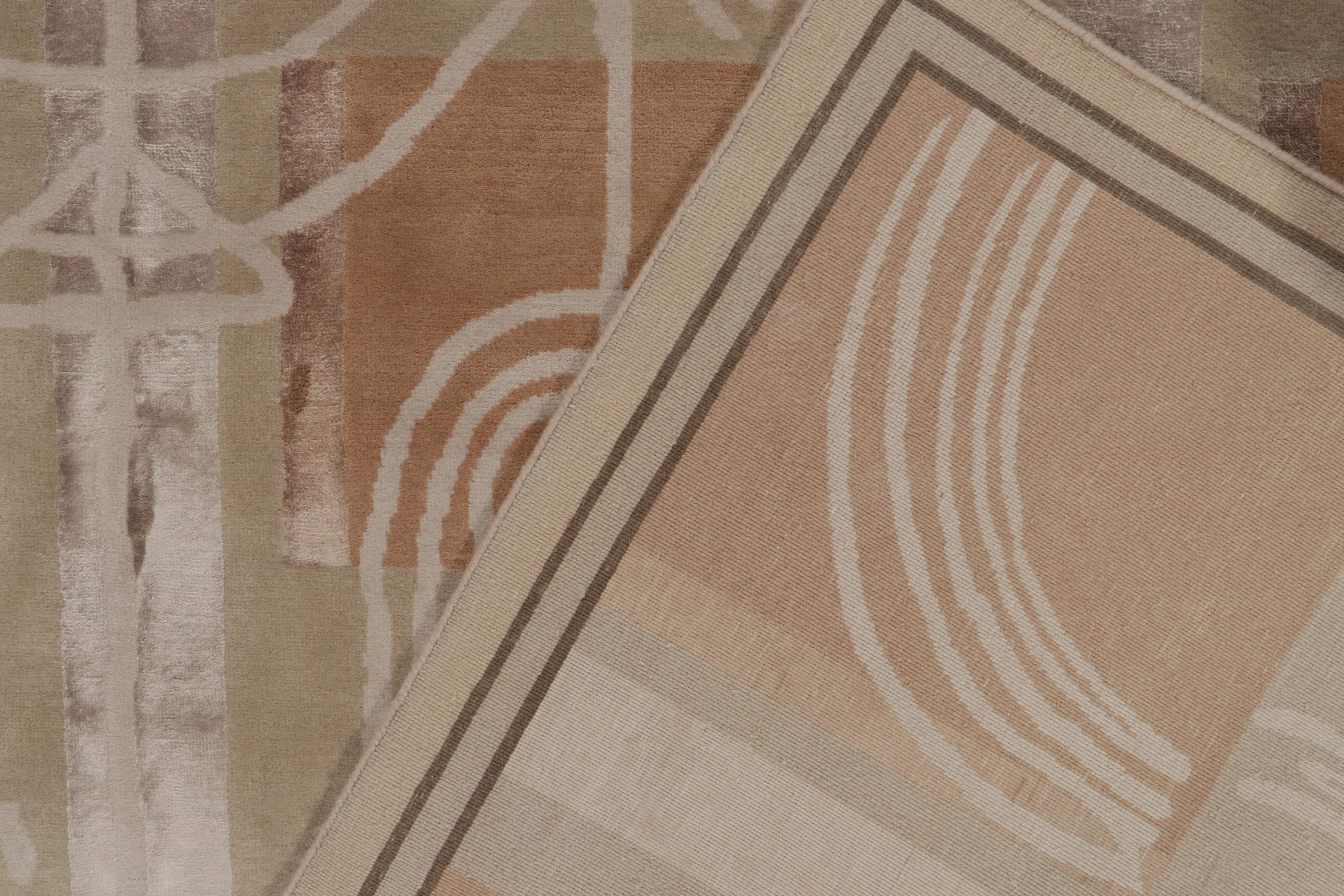Rug & Kilim: Tappeto contemporaneo in stile Art Deco in marrone, beige e bianco In condizioni Nuovo in vendita a Long Island City, NY