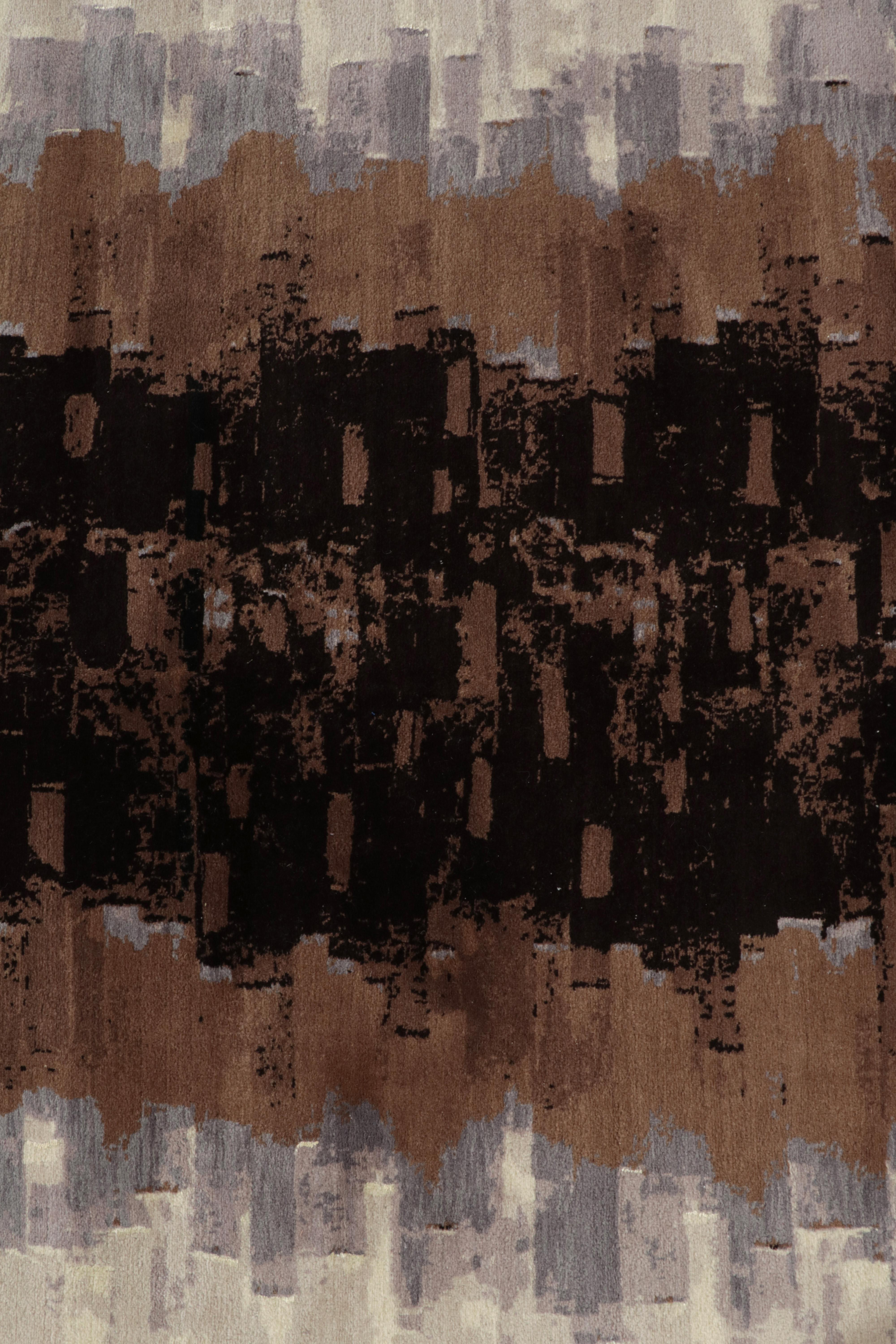 Zeitgenössischer Teppich im Art-Déco-Stil von Rug & Kilim mit braunen, schwarzen und grauen Mustern (Handgeknüpft) im Angebot