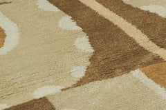 Rug & Kilim’s Art Deco Style Custom Rug Sample in Beige-Brown and Cream Tones