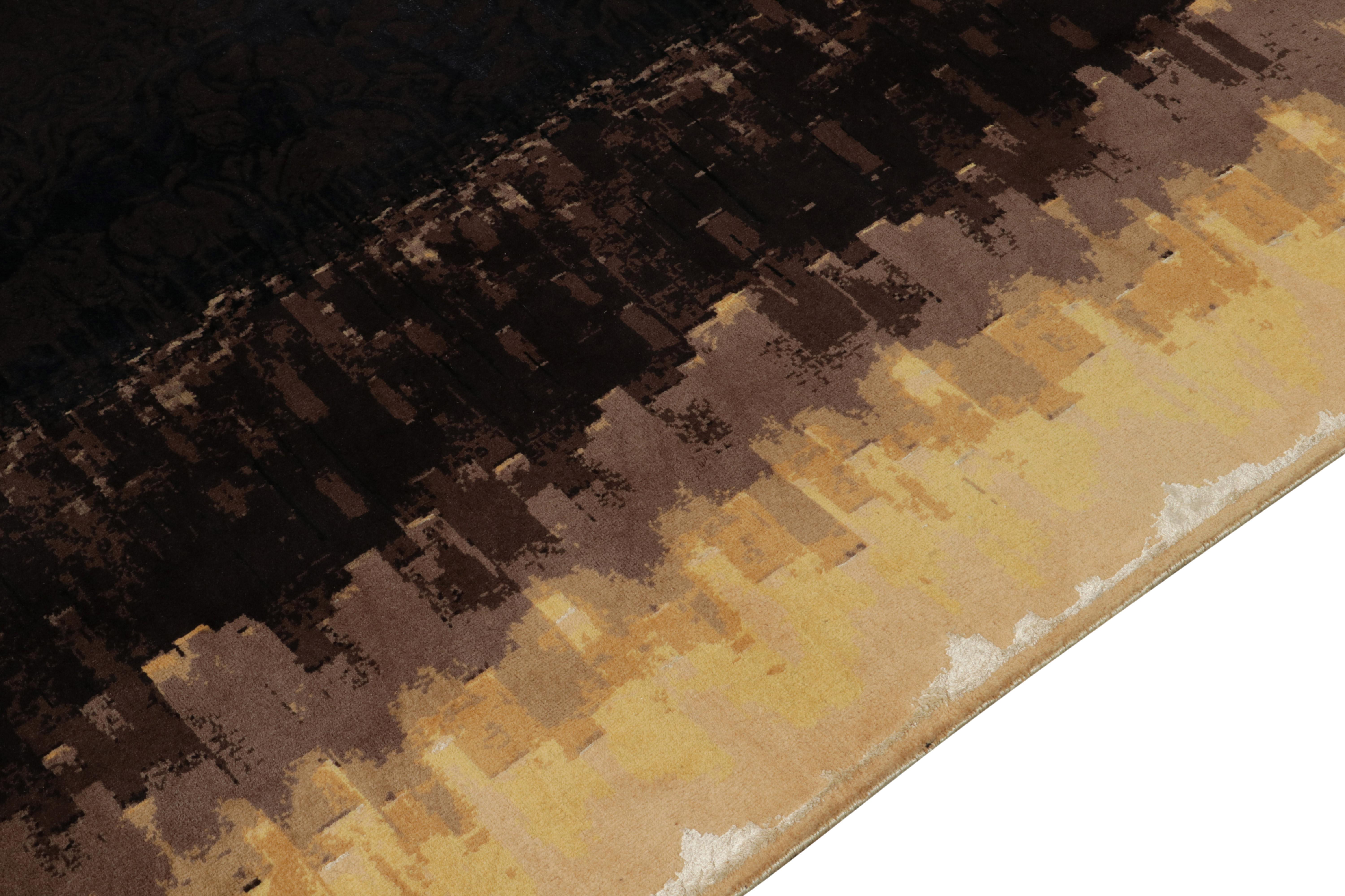 Moderner Teppich im Art-Déco-Stil von Rug & Kilim mit schwarzer, brauner und goldener Bordüre (Persisch) im Angebot