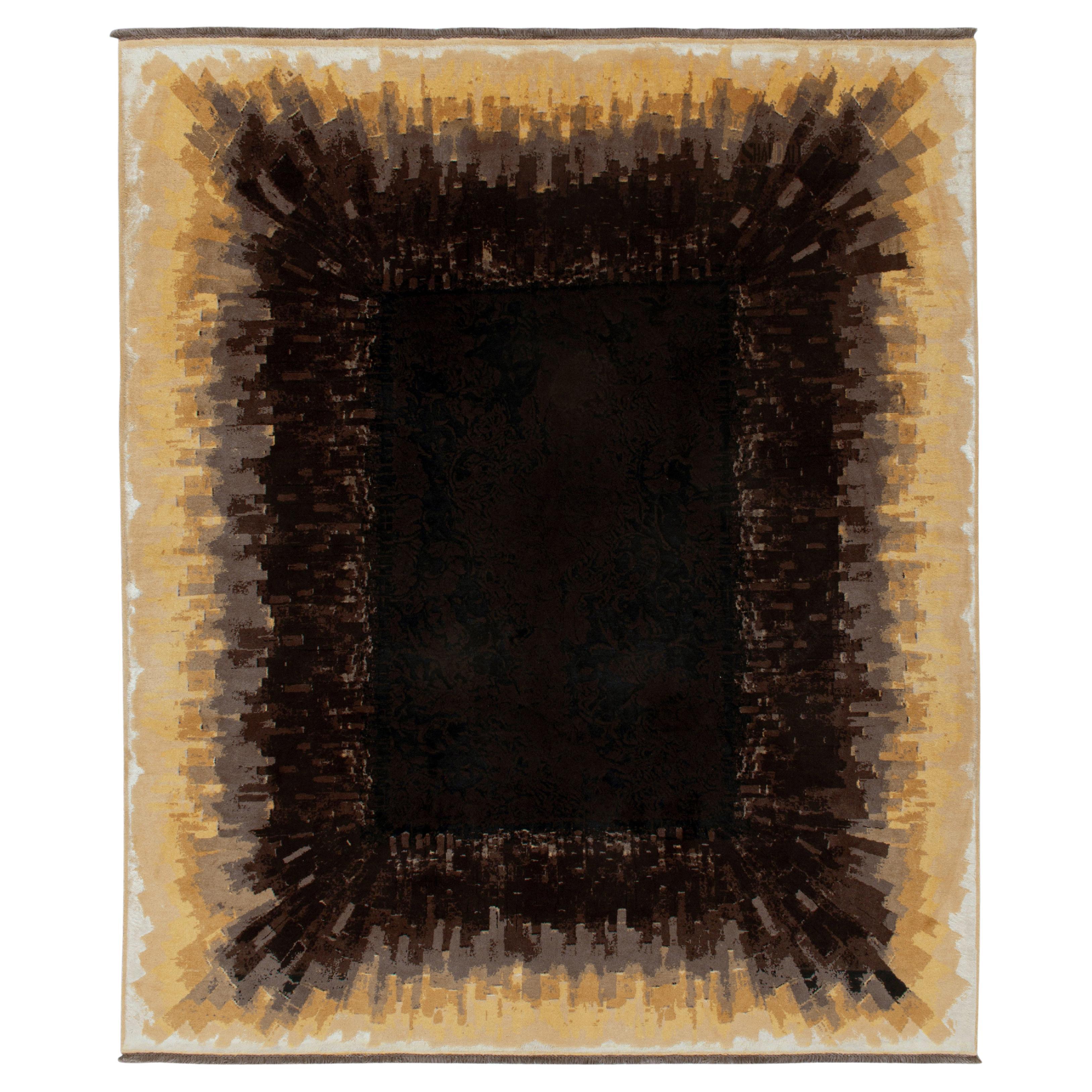 Moderner Teppich im Art-déco-Stil von Teppich & Kilims mit schwarzen, braunen und goldenen Bordüren