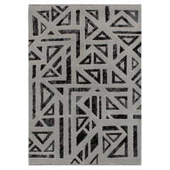 Rug & Kilim’s Art Deco Style Modern Rug in Grey, Black Geometric Pattern