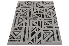 Rug & Kilim’s Art Deco Style Modern Rug in Grey, Black Geometric Pattern