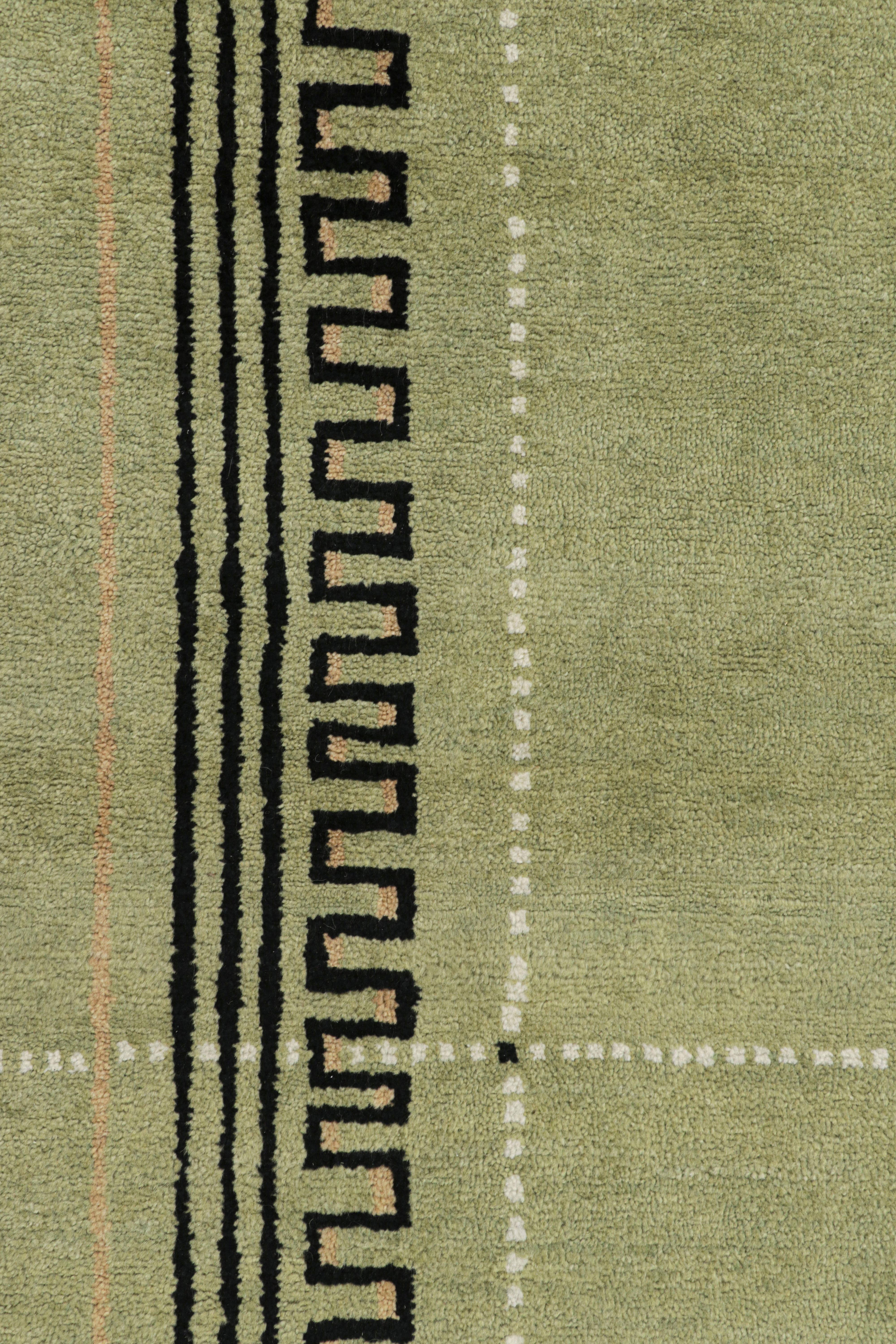 XXI secolo e contemporaneo Rug & Kilim - Tappeto in stile Art Déco in verde con motivi geometrici neri in vendita