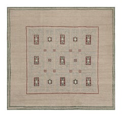 Rug & Kilim’s Art Deco Style Rug in Beige and Green Geometric Pattern