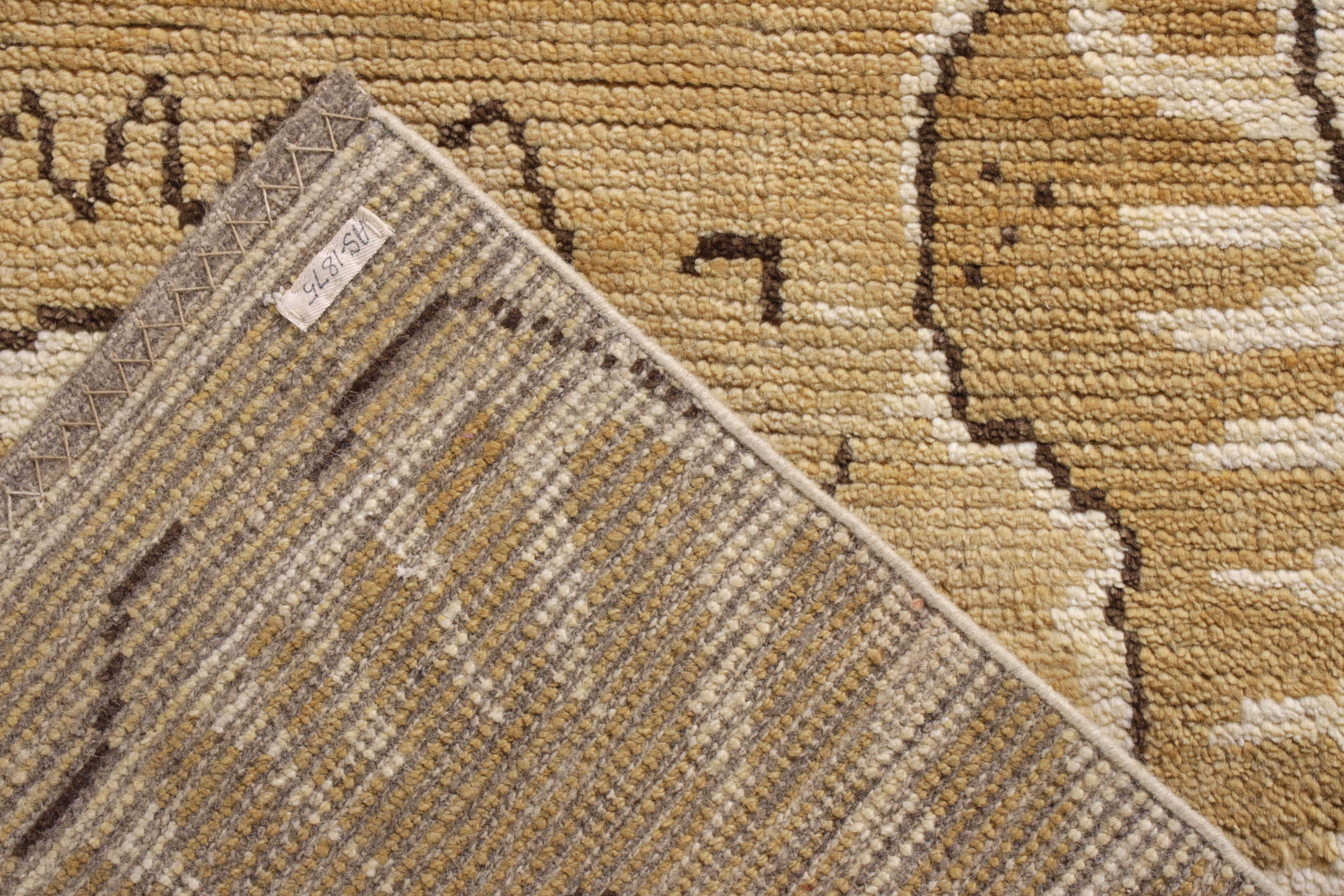 Alfombra estilo Art Déco de Rug & Kilim con estampado integral marrón beige Anudado a mano en venta