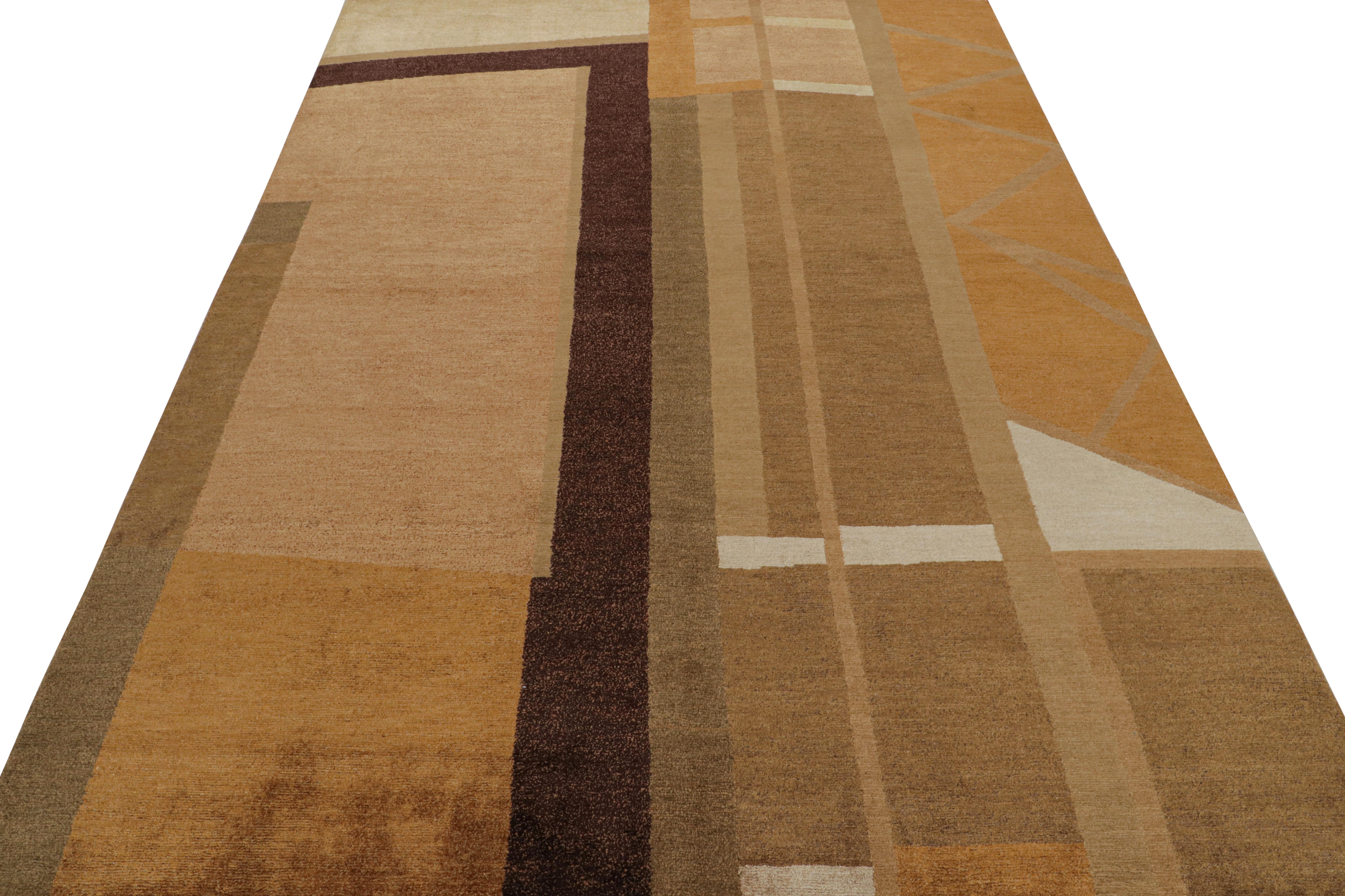 Art déco Rug & Kilim's Modern Art Deco Rug in Beige-Brown with Geometric Patterns (Rug & Kilim's Modern Art Deco Rug in Beige-Brown with Geometric Patterns (Rug & Kilim's Modern Art Deco Rug in Beige-Brown with Geometric Patterns) en vente