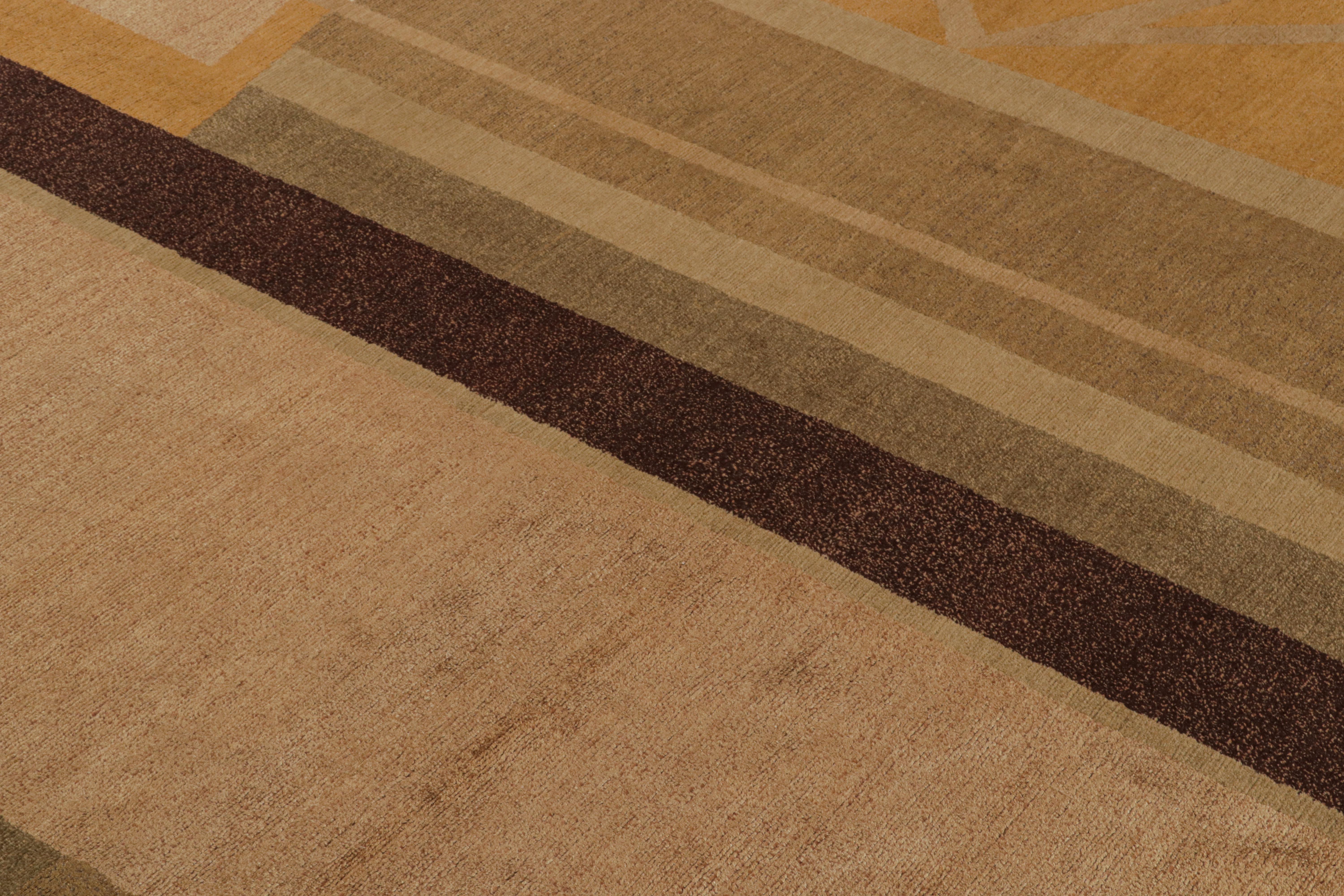Népalais Rug & Kilim's Modern Art Deco Rug in Beige-Brown with Geometric Patterns (Rug & Kilim's Modern Art Deco Rug in Beige-Brown with Geometric Patterns (Rug & Kilim's Modern Art Deco Rug in Beige-Brown with Geometric Patterns) en vente