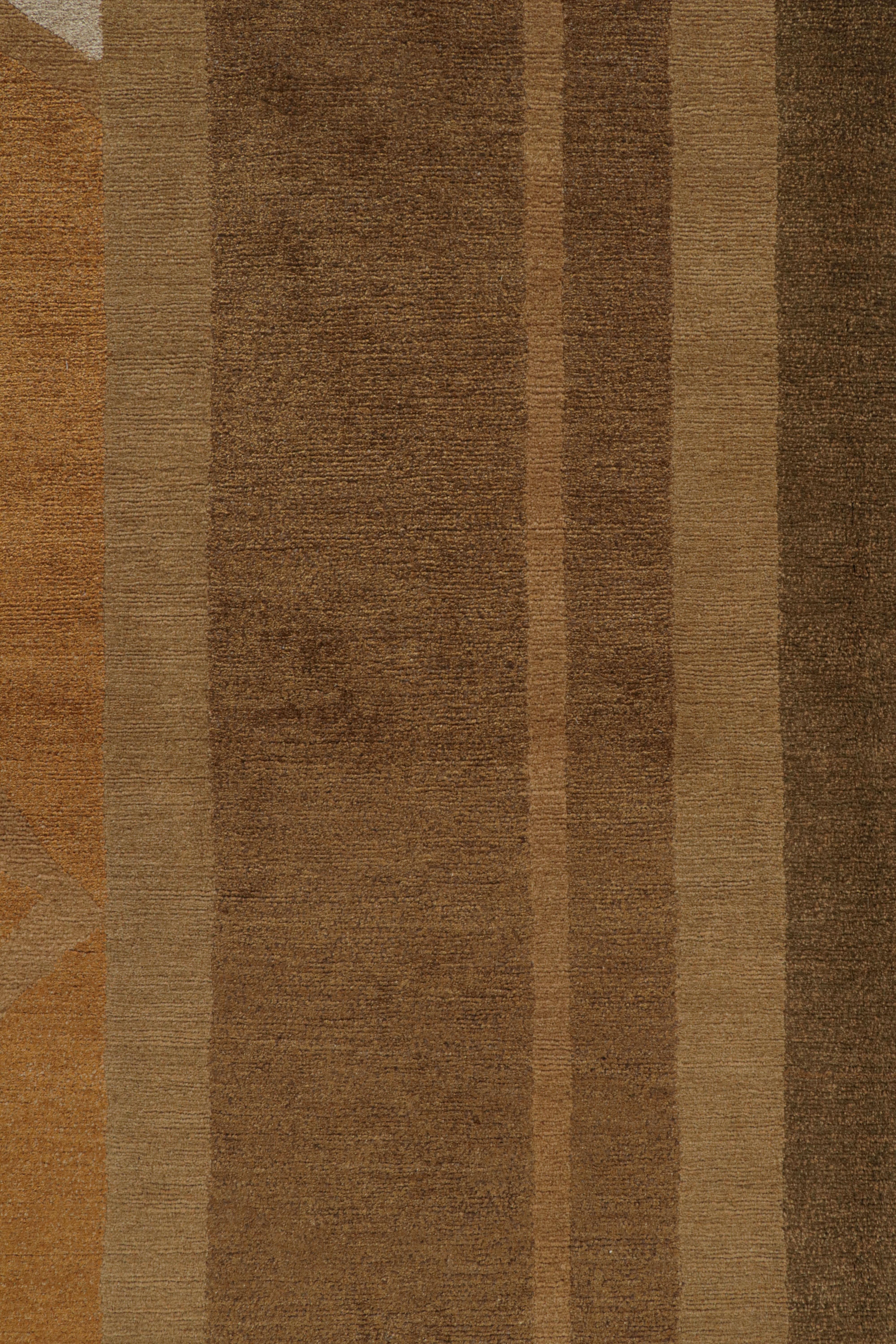 Noué à la main Rug & Kilim's Modern Art Deco Rug in Beige-Brown with Geometric Patterns (Rug & Kilim's Modern Art Deco Rug in Beige-Brown with Geometric Patterns (Rug & Kilim's Modern Art Deco Rug in Beige-Brown with Geometric Patterns) en vente