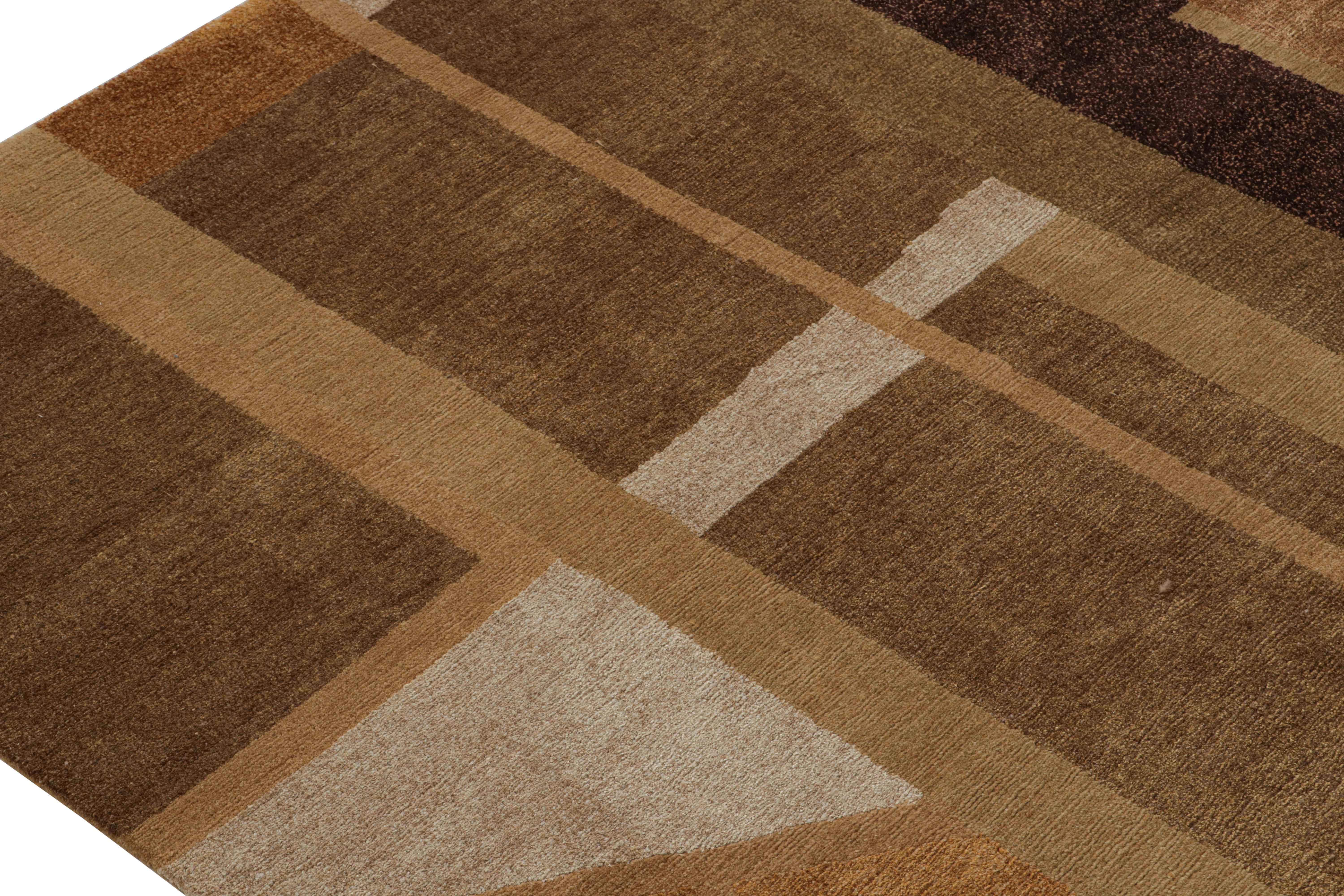 Rug & Kilim's Modern Art Deco Rug in Beige-Brown with Geometric Patterns (Rug & Kilim's Modern Art Deco Rug in Beige-Brown with Geometric Patterns (Rug & Kilim's Modern Art Deco Rug in Beige-Brown with Geometric Patterns) Neuf - En vente à Long Island City, NY