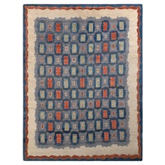 Rug & Kilim’s Art Deco Style Rug in Blue All Over Geometric Pattern