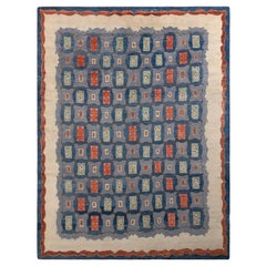 Rug & Kilim’s Art Deco Style Rug in Blue All over Geometric Pattern