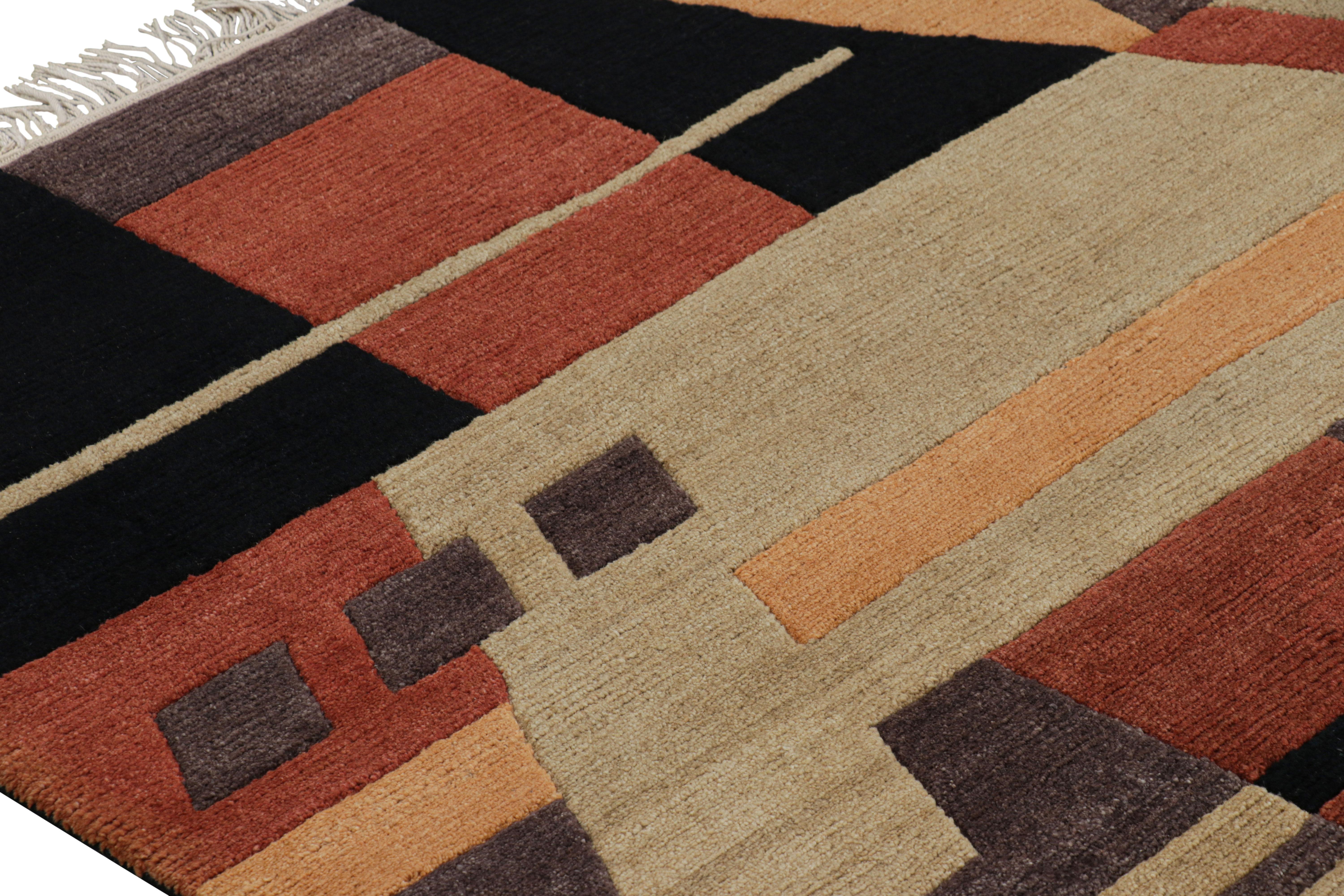Moderne Rug & Kilim's Art Deco Style Rug in Brown and Black with Geometric Patterns (tapis de style art déco en brun et noir avec motifs géométriques) en vente