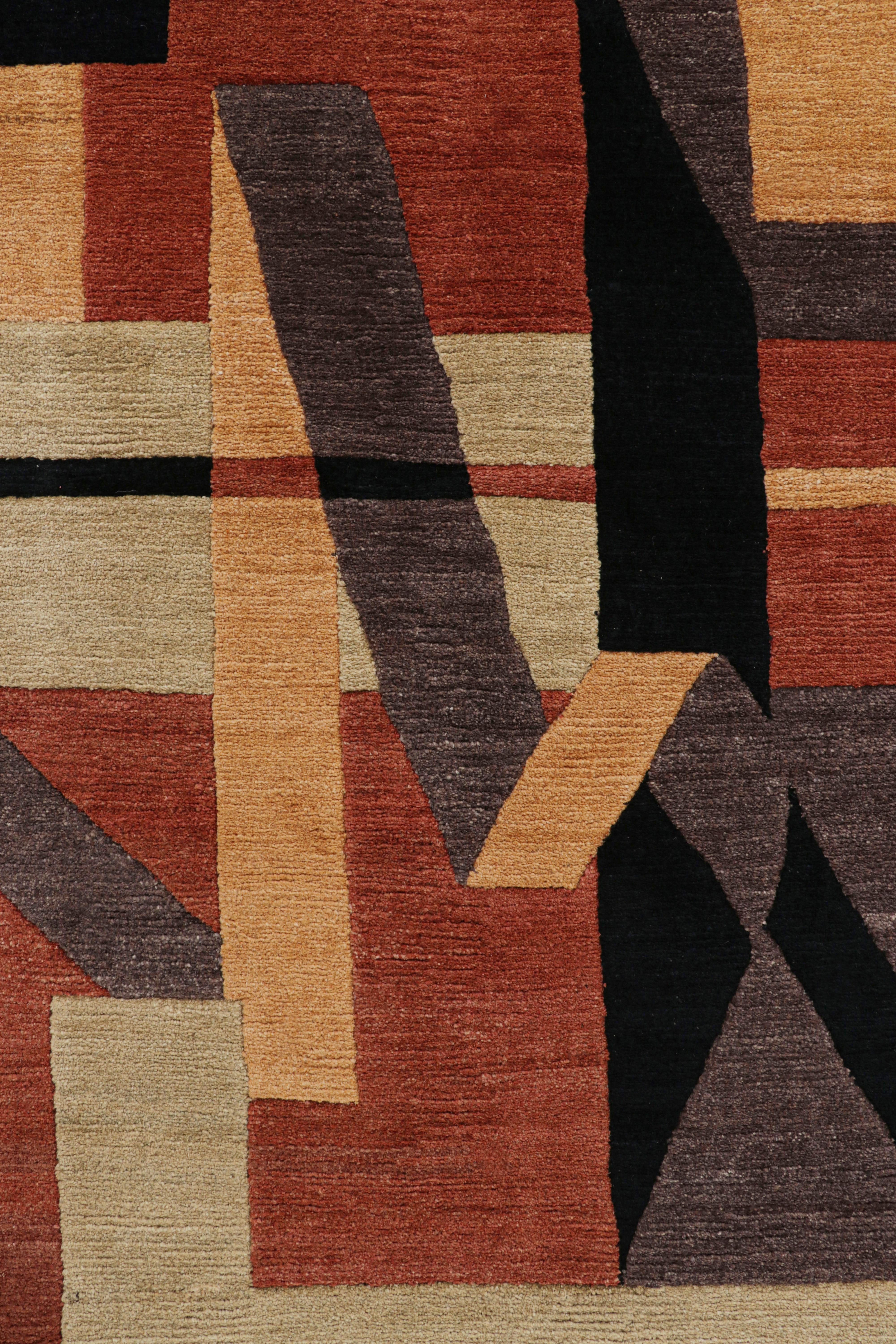 Rug & Kilim's Art Deco Style Rug in Brown and Black with Geometric Patterns (tapis de style art déco en brun et noir avec motifs géométriques) Neuf - En vente à Long Island City, NY
