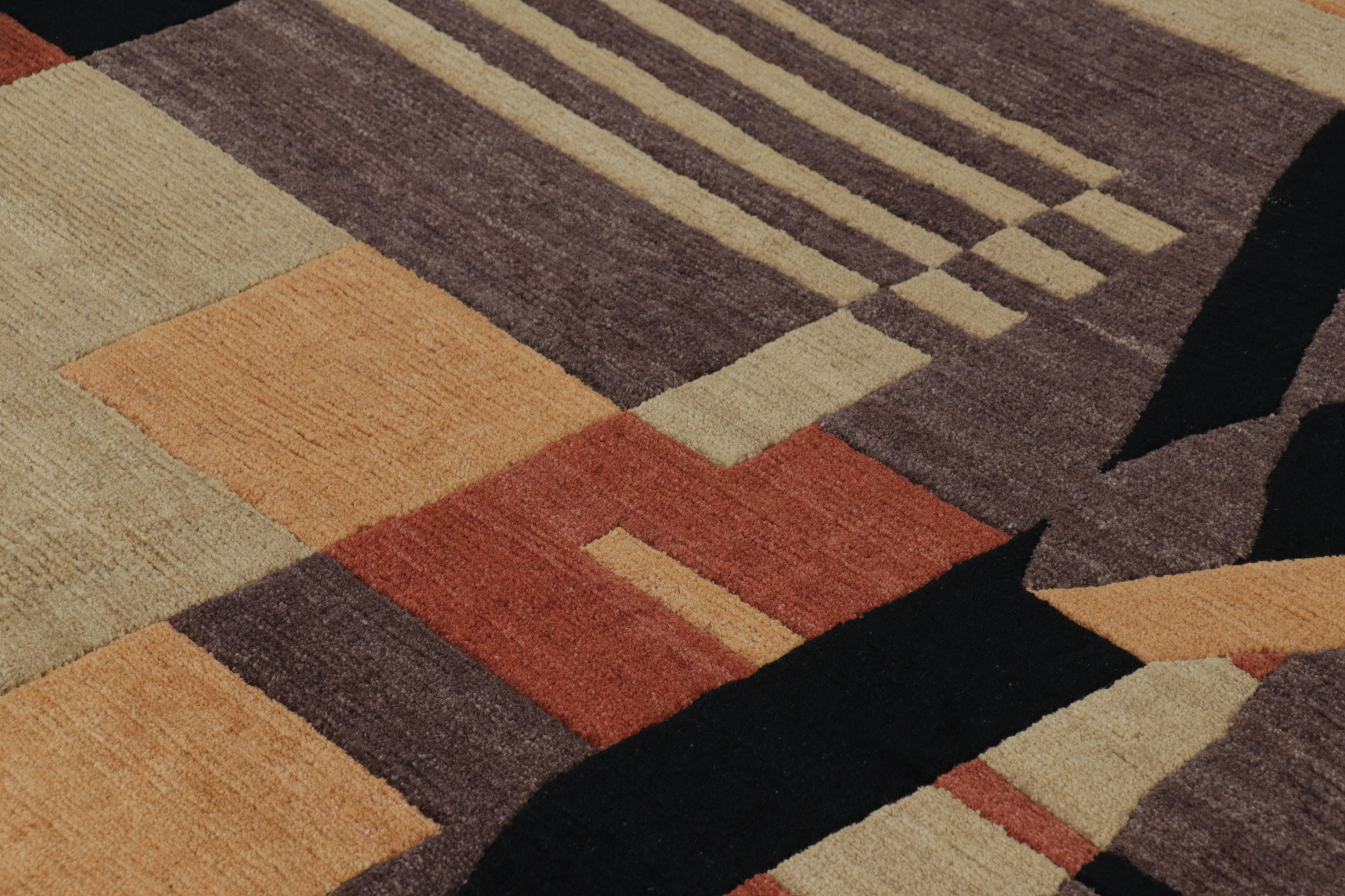 Rug & Kilim's Art Deco Style Teppich in Brown und Schwarz mit geometrischen Mustern (21. Jahrhundert und zeitgenössisch) im Angebot