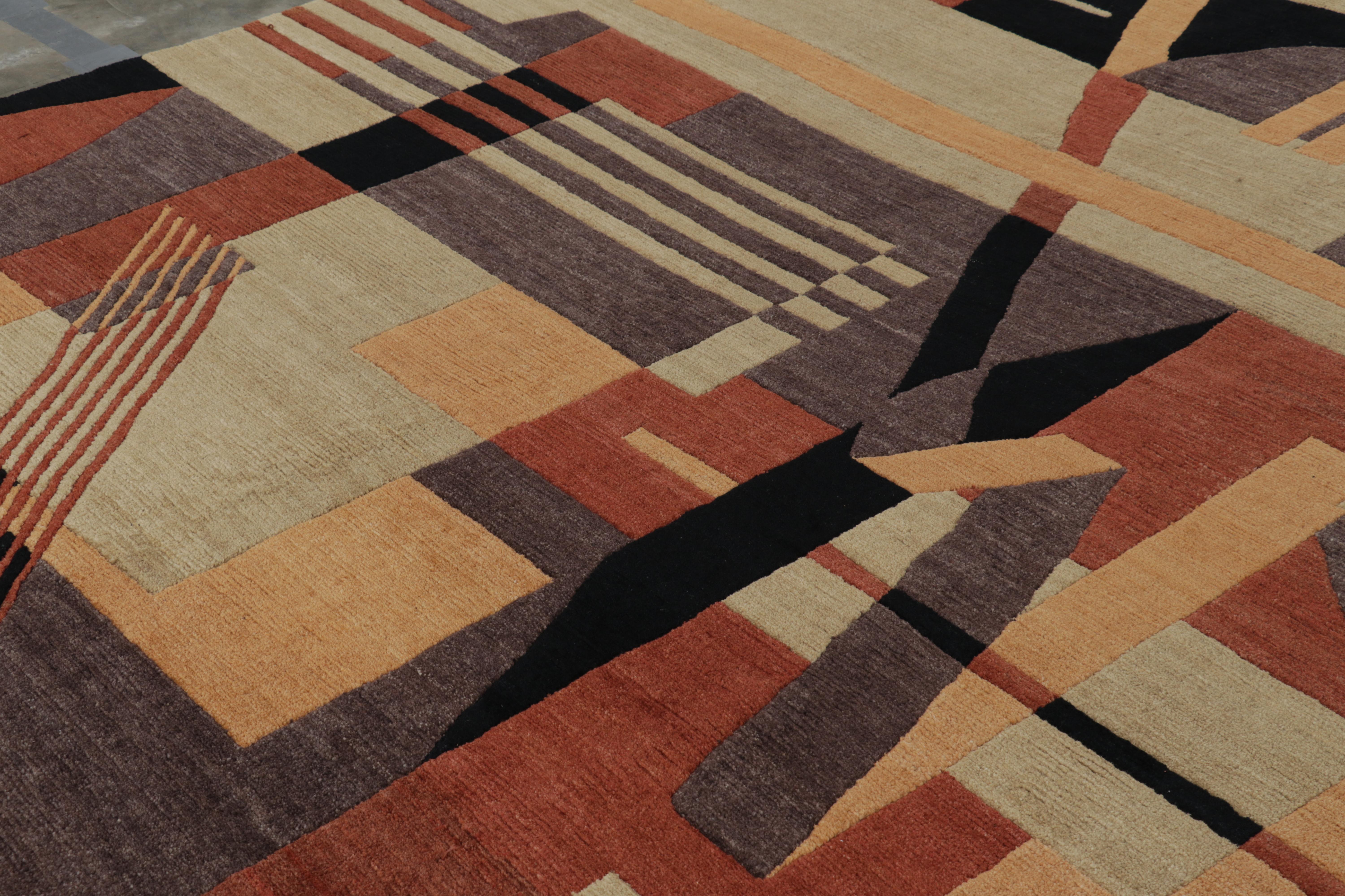 Rug & Kilim's Art Deco Style Teppich in Brown und Schwarz mit geometrischen Mustern im Zustand „Neu“ im Angebot in Long Island City, NY