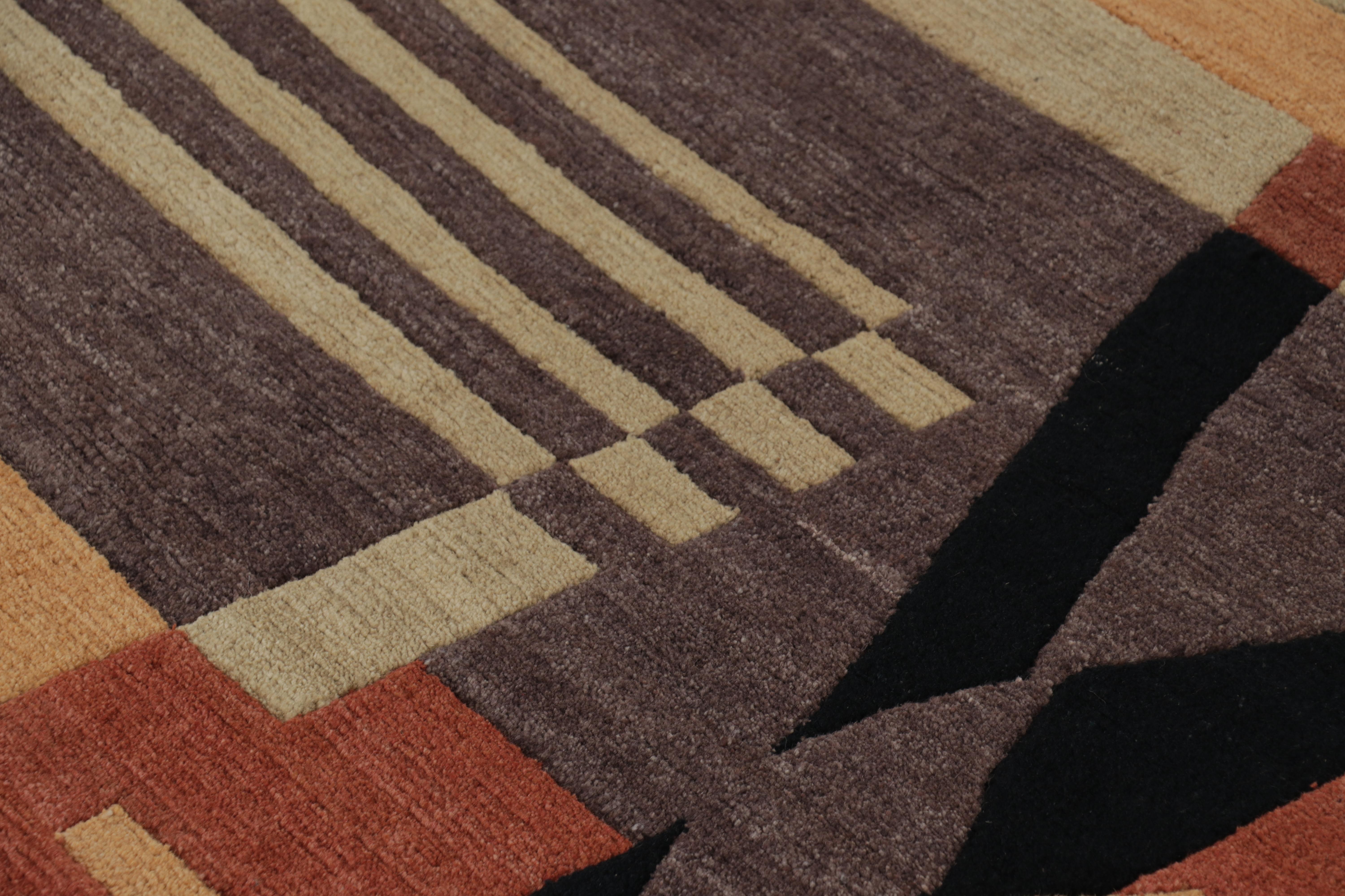 Rug & Kilim's Art Deco Style Teppich in Brown und Schwarz mit geometrischen Mustern (Wolle) im Angebot