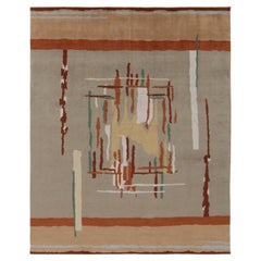 Rug & Kilim's Art Deco Style Teppich in Grau, Orange & Beige Geometrische Muster
