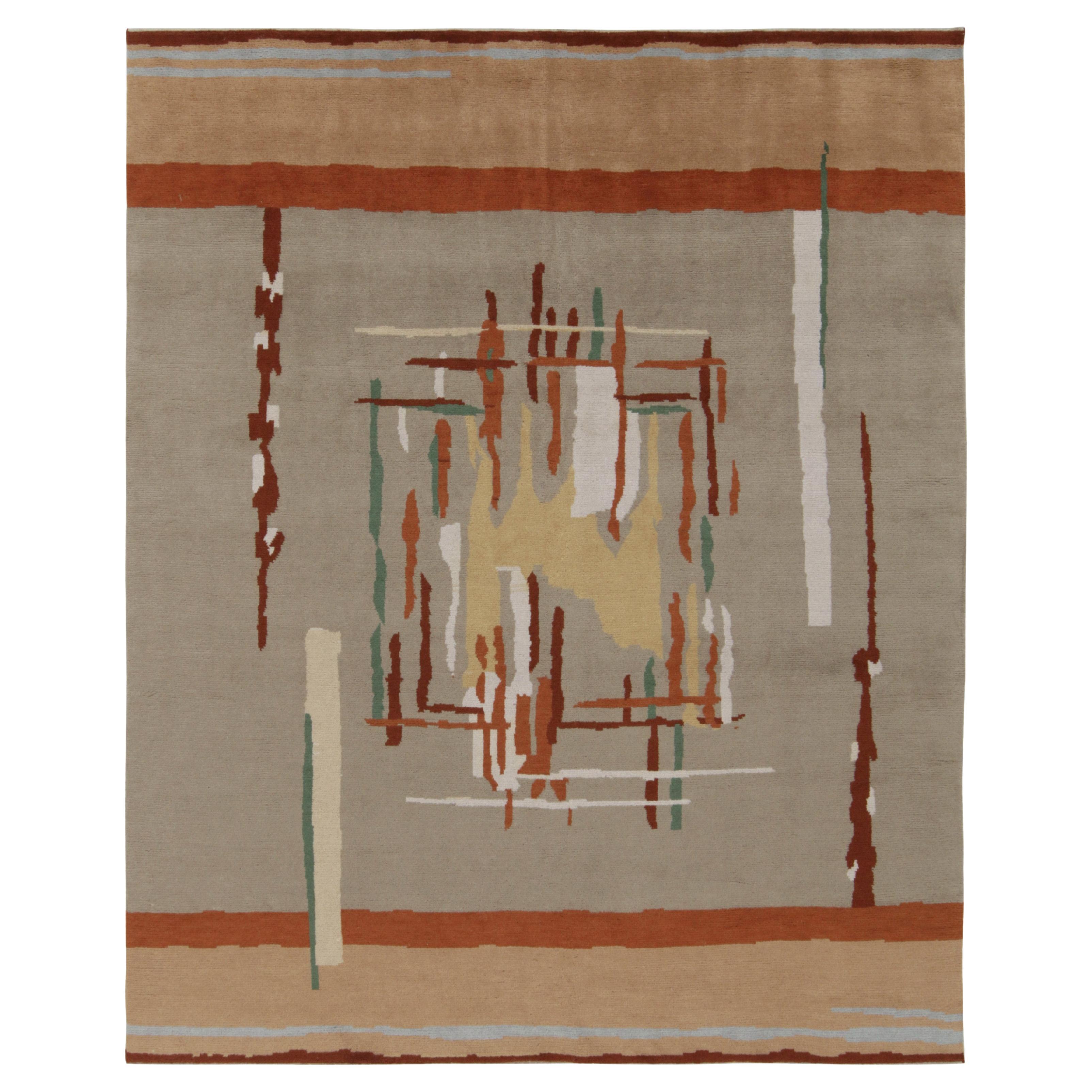 Teppich &amp; Kilims im Art-Déco-Stil in Grau, Orange &amp; Beige mit geometrischen Mustern