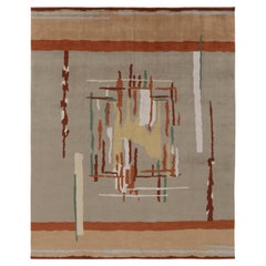 Teppich &amp; Kilims im Art-Déco-Stil in Grau, Orange &amp; Beige mit geometrischen Mustern