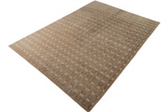 Rug & Kilim's Art Deco Style Rug in Green and Beige Geometric Pattern
