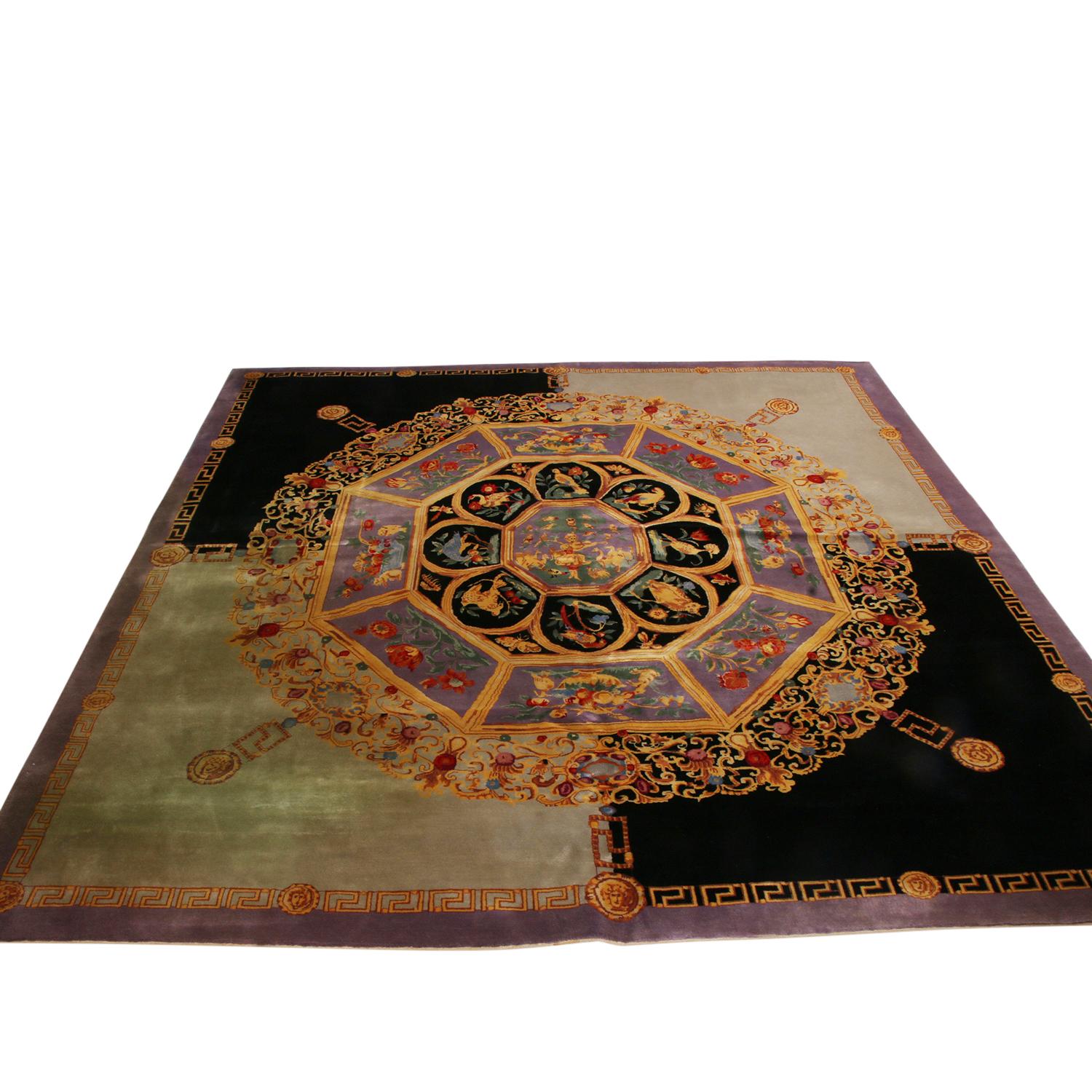 Crafted with a fine blend of wool and silk, Rug & Kilim presents this 8x8 hand-knotted rug from its Modern Classics Collection. This masterpiece exudes Deco sensibilities in a striking medallion design that blends well with the skilful composition
