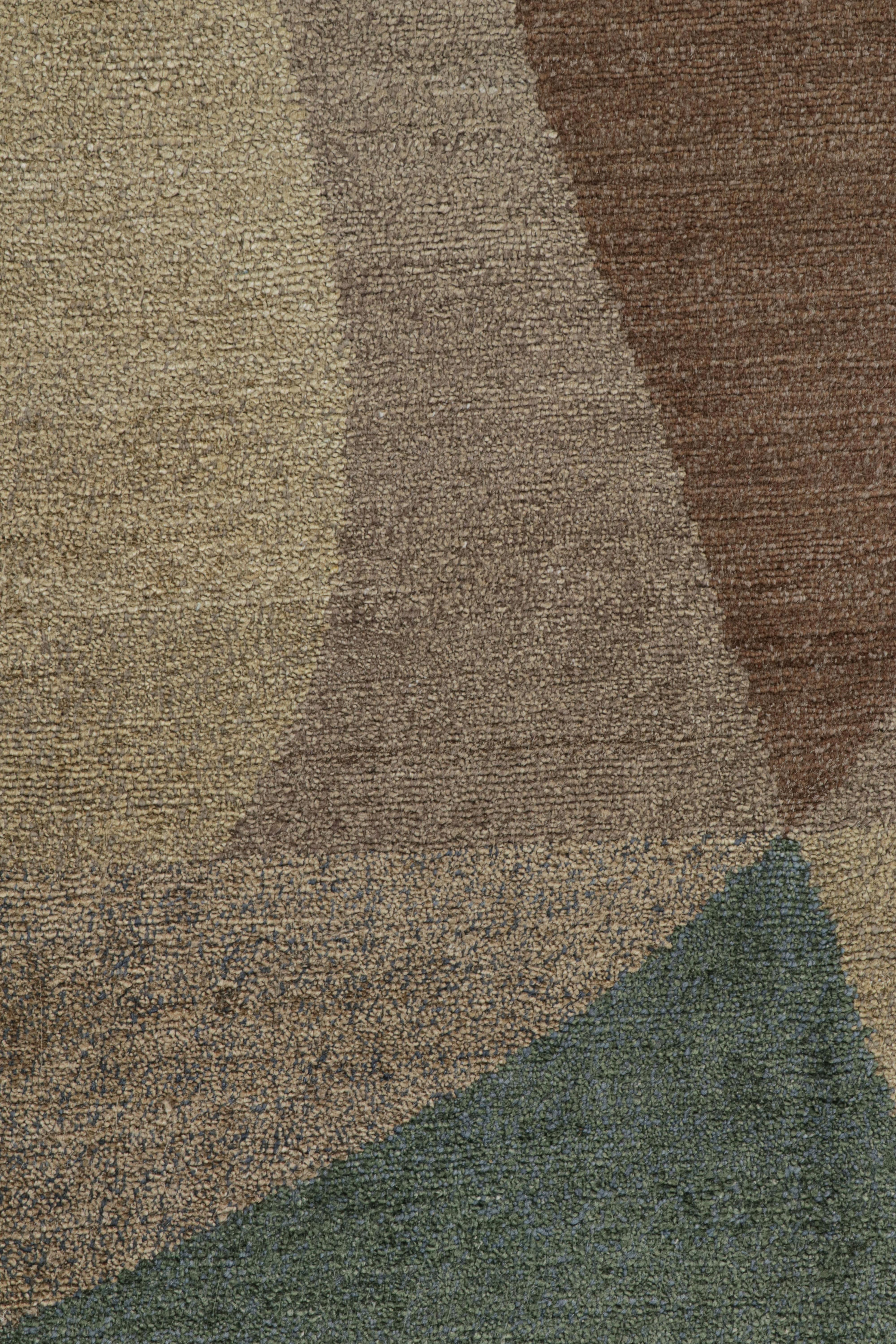 Alfombra Art Déco de Rug & Kilim con motivos geométricos beige-marrón y azul 