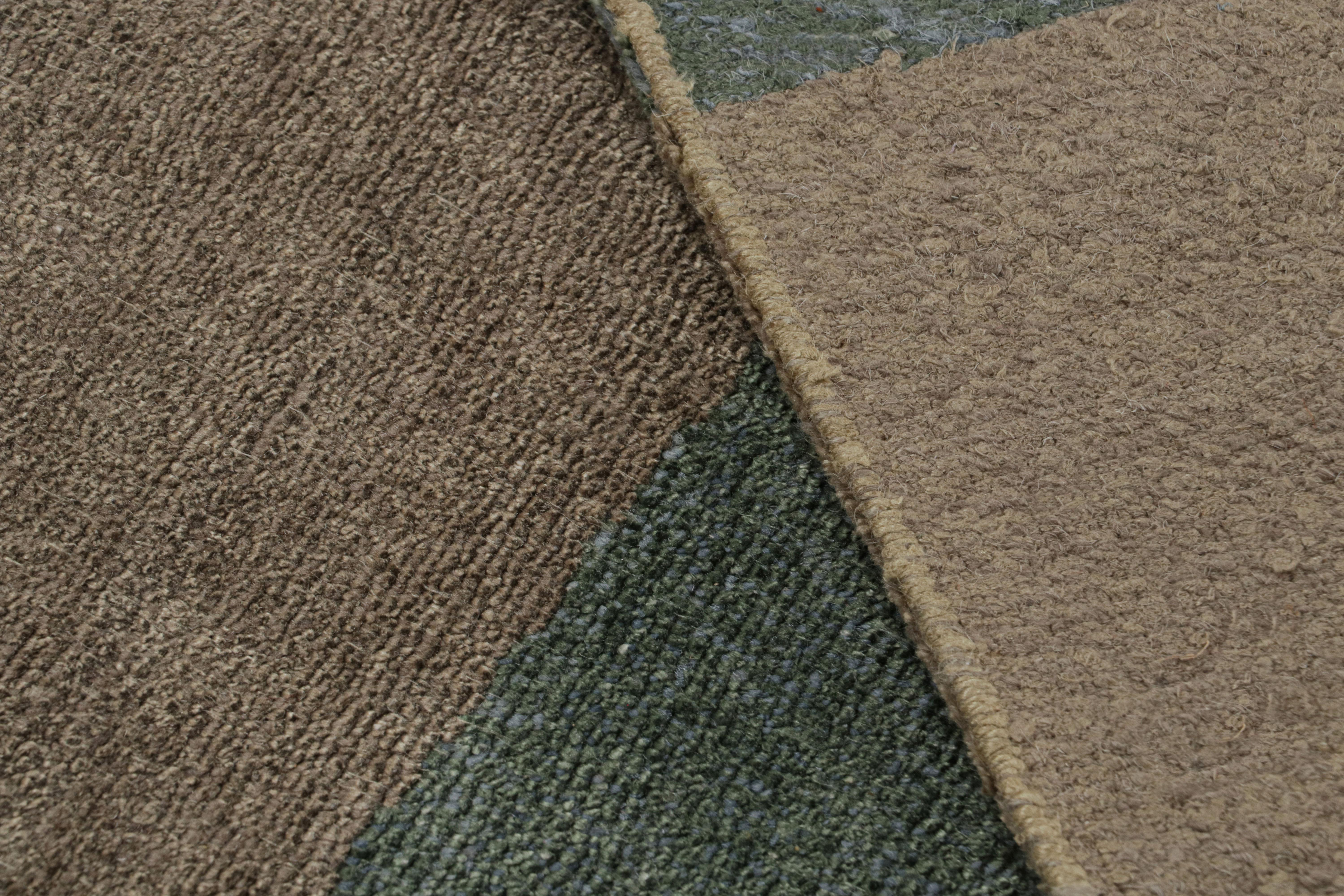 Alfombra Art Déco de Rug & Kilim con motivos geométricos beige-marrón y azul 