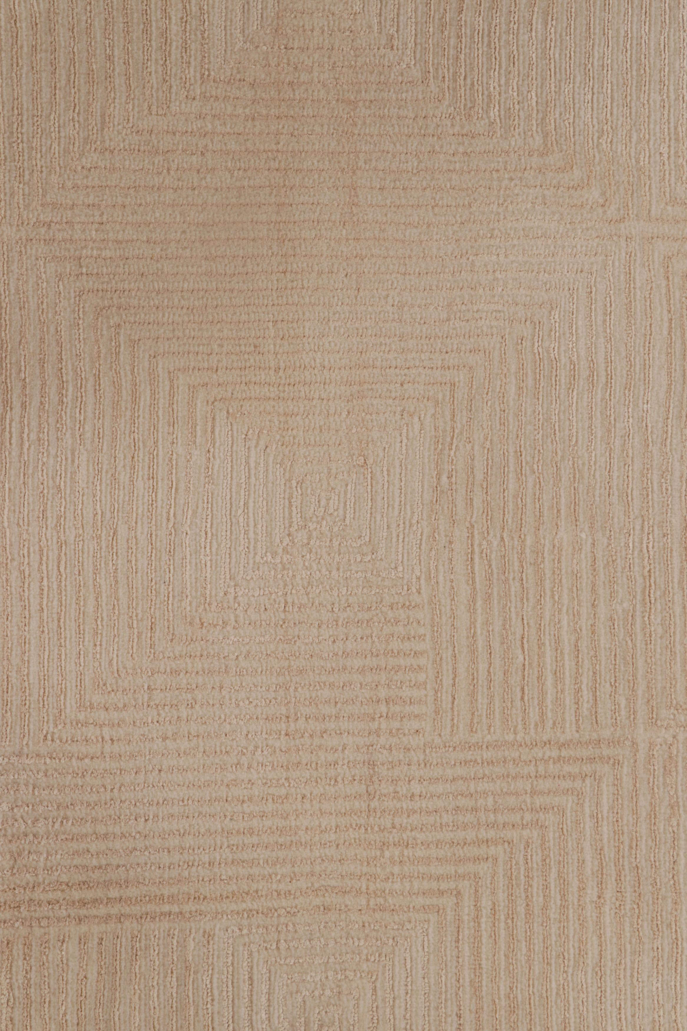 Rug & Kilim’s Art Deco Style Rug with Cubist Geometric Patterns in Cream White In New Condition For Sale In Long Island City, NY