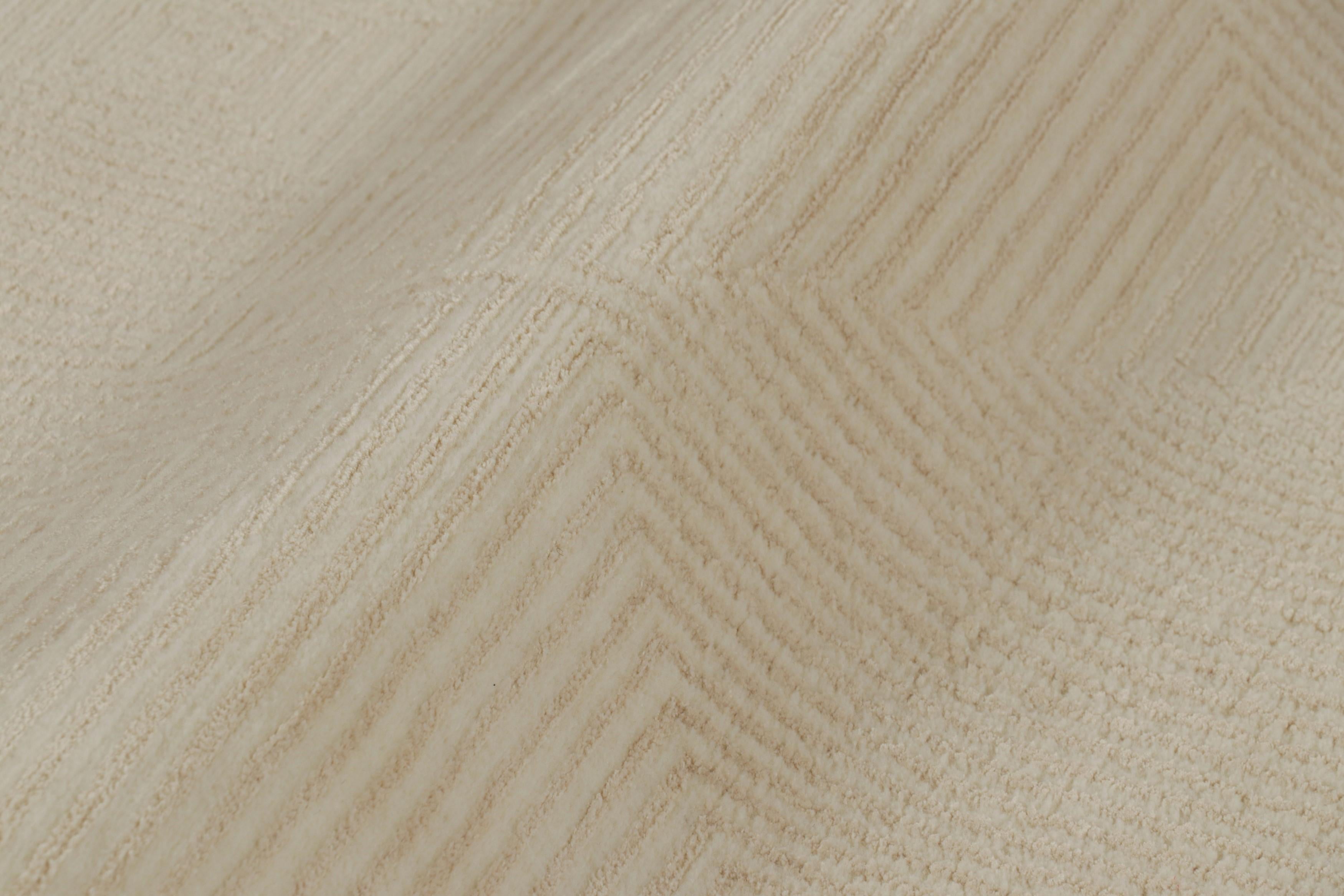 Rug & Kilim’s Art Deco Style Rug with Cubist Geometric Patterns in Cream White In New Condition For Sale In Long Island City, NY