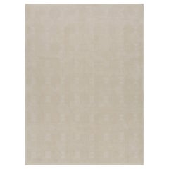 Rug & Kilim’s Art Deco Style Rug with Cubist Geometric Patterns in Cream White