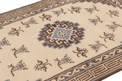 Rug & Kilim’s Art Deco Style Rug with Medallion and Butterfly Patterns