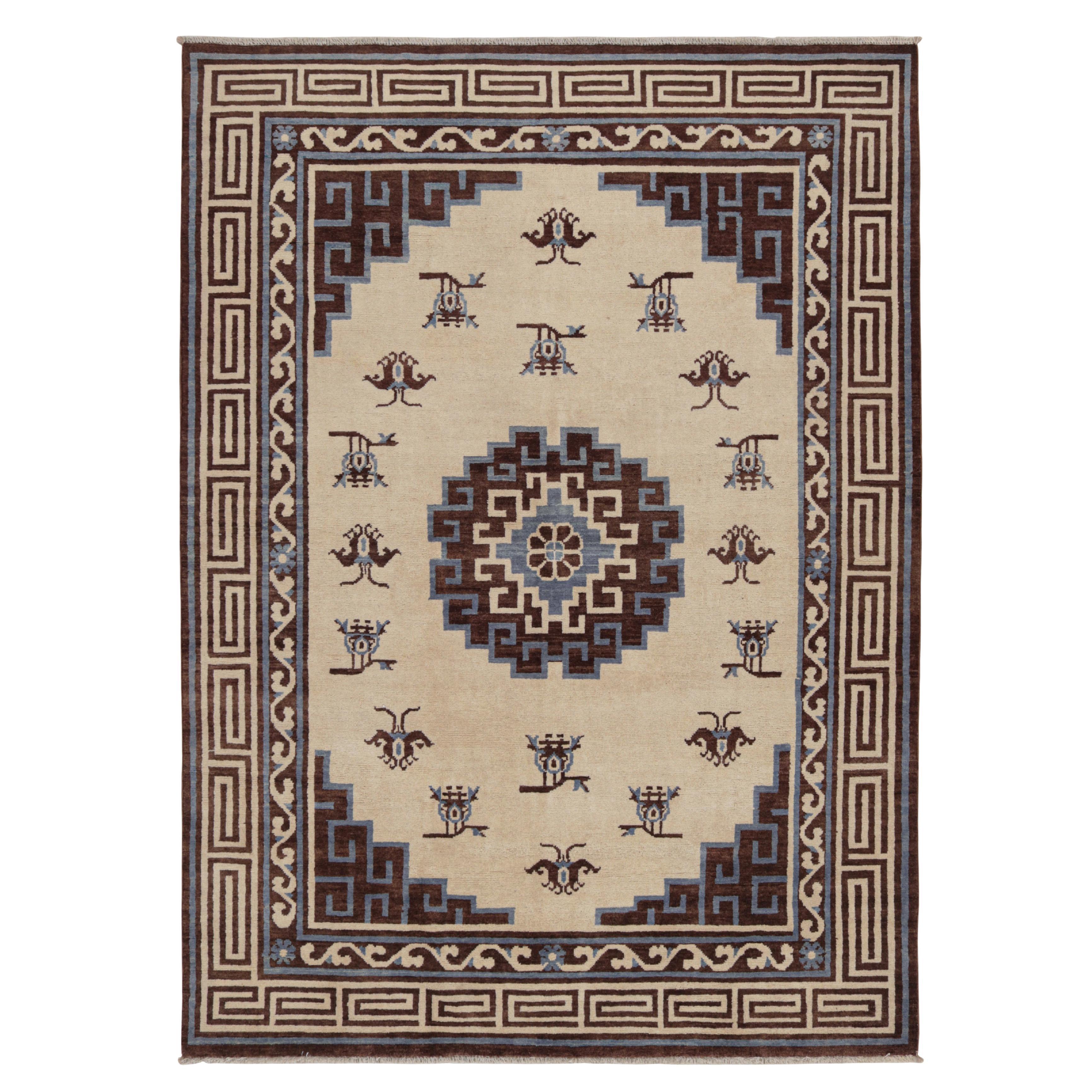 Rug & Kilim’s Art Deco Style Rug with Medallion and Butterfly Patterns