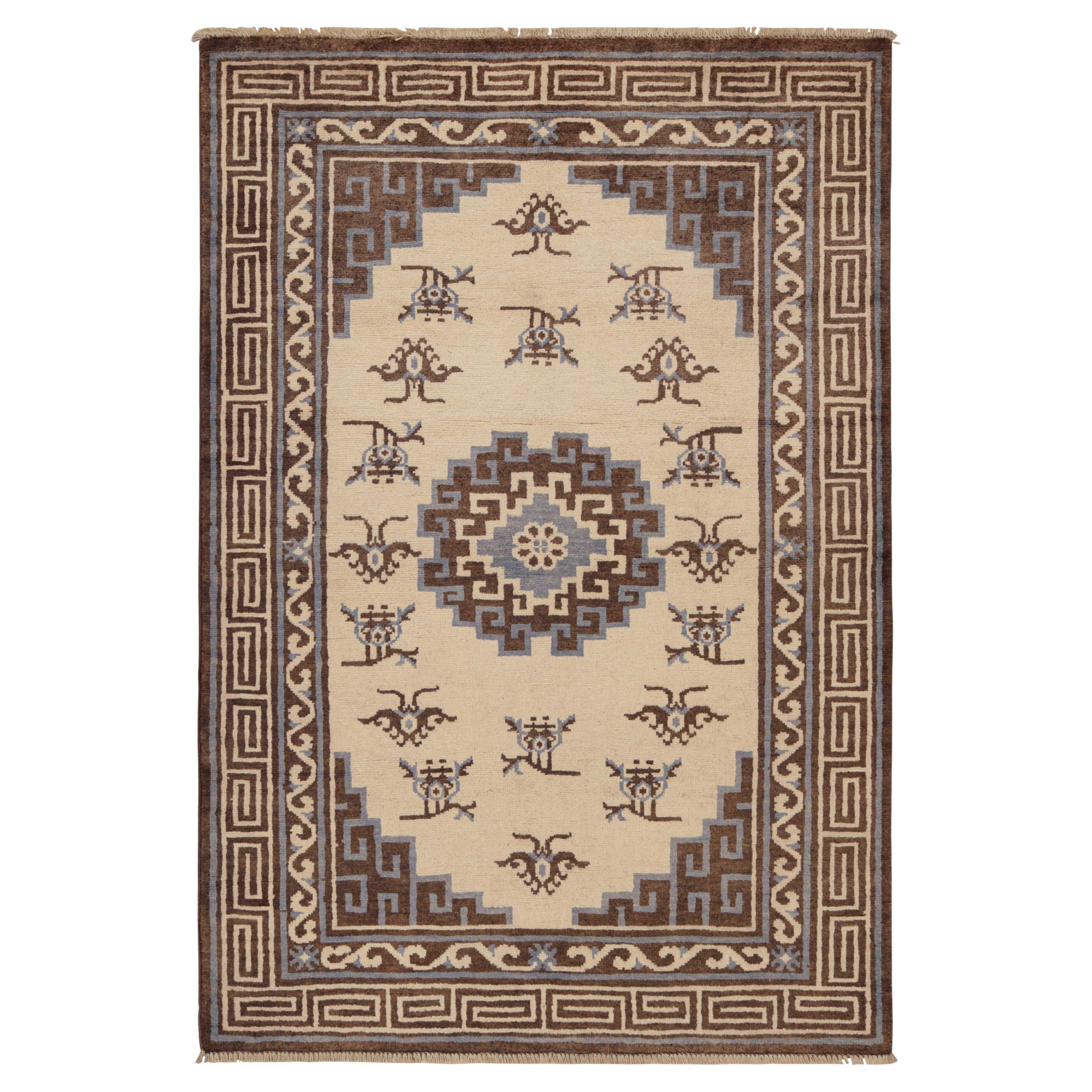 Rug & Kilim’s Art Deco Style Rug with Medallion and Butterfly Patterns