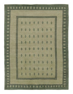 Rug & Kilim’s Art Nouveau Inspired Rug Geometric Design in Sage Green & Beige